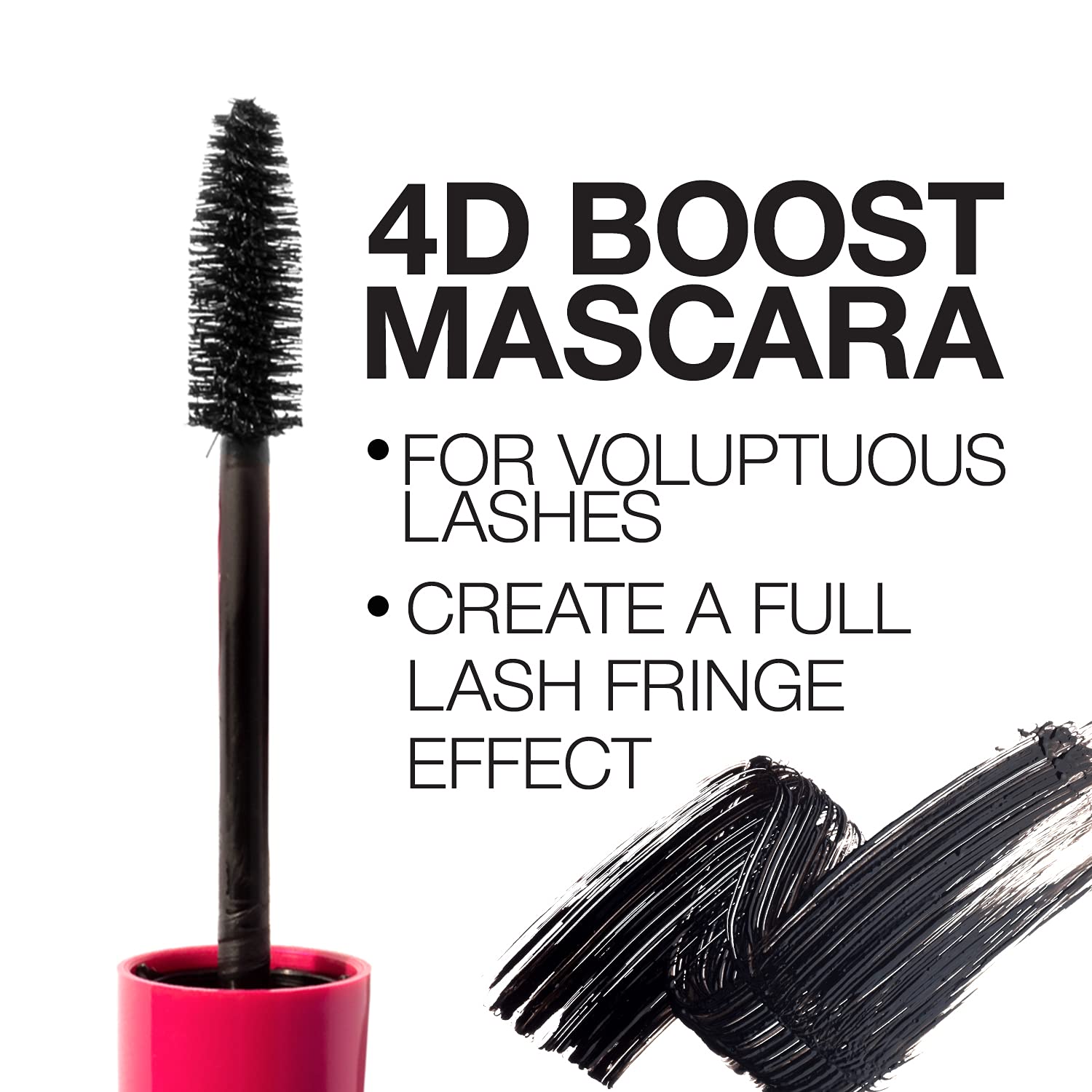 PALLADIO BEAUTY MASCARA - 4D BOOST - BLACK, 0.34 fl oz (10 ml)