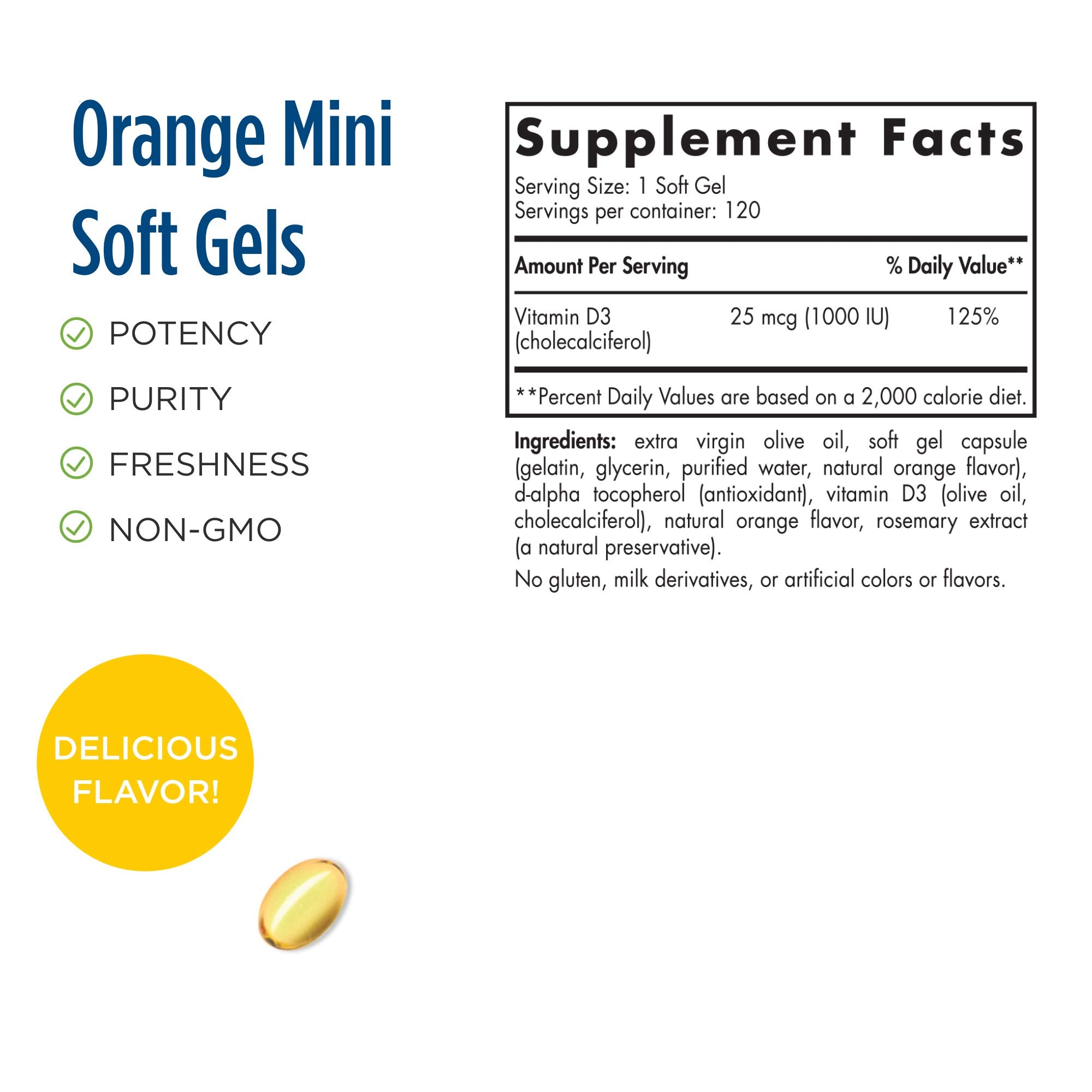 Nordic Naturals Pro Vitamin D3 1000, Orange - 120 Mini Soft Gels - 1000 IU Vitamin D3 - Supports Healthy Bones, Mood & Immune System Function - Non-GMO - 120 Servings