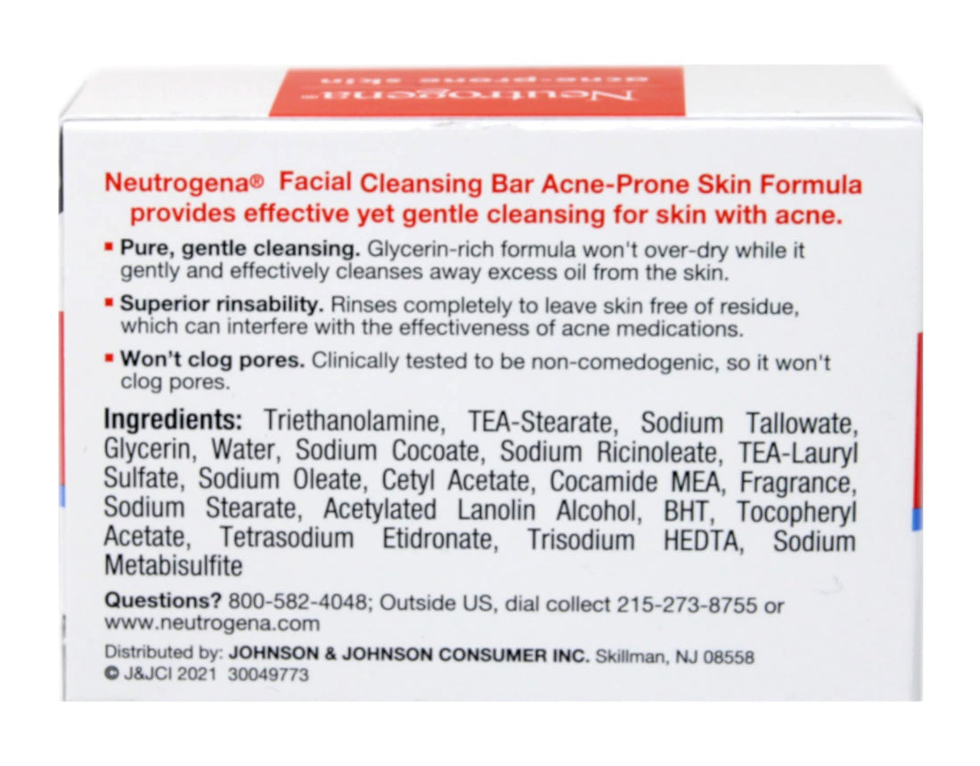 Neutrogena Transparent Facial Bars, Acne-Prone Skin Formula, 3.5 Ounce (Pack of 8)