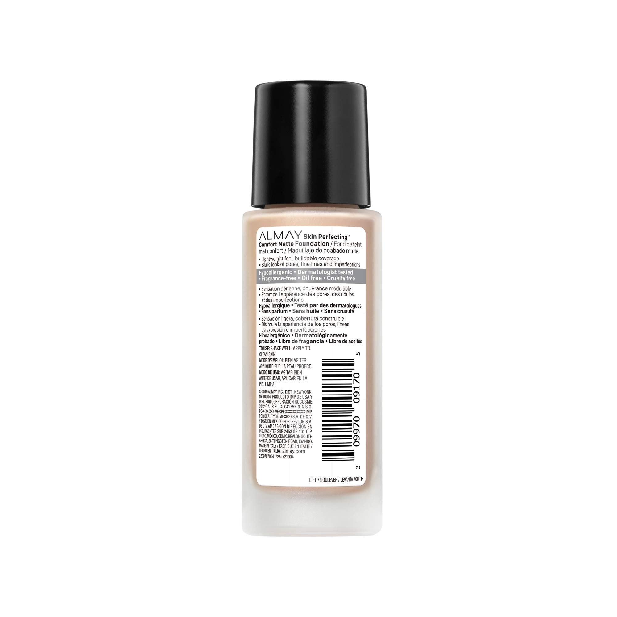 Almay Skin Perfecting Comfort Matte Foundation, Hypoallergenic, Cruelty Free, -Fragrance Free, Dermatologist Tested Liquid Makeup, Cool Nude