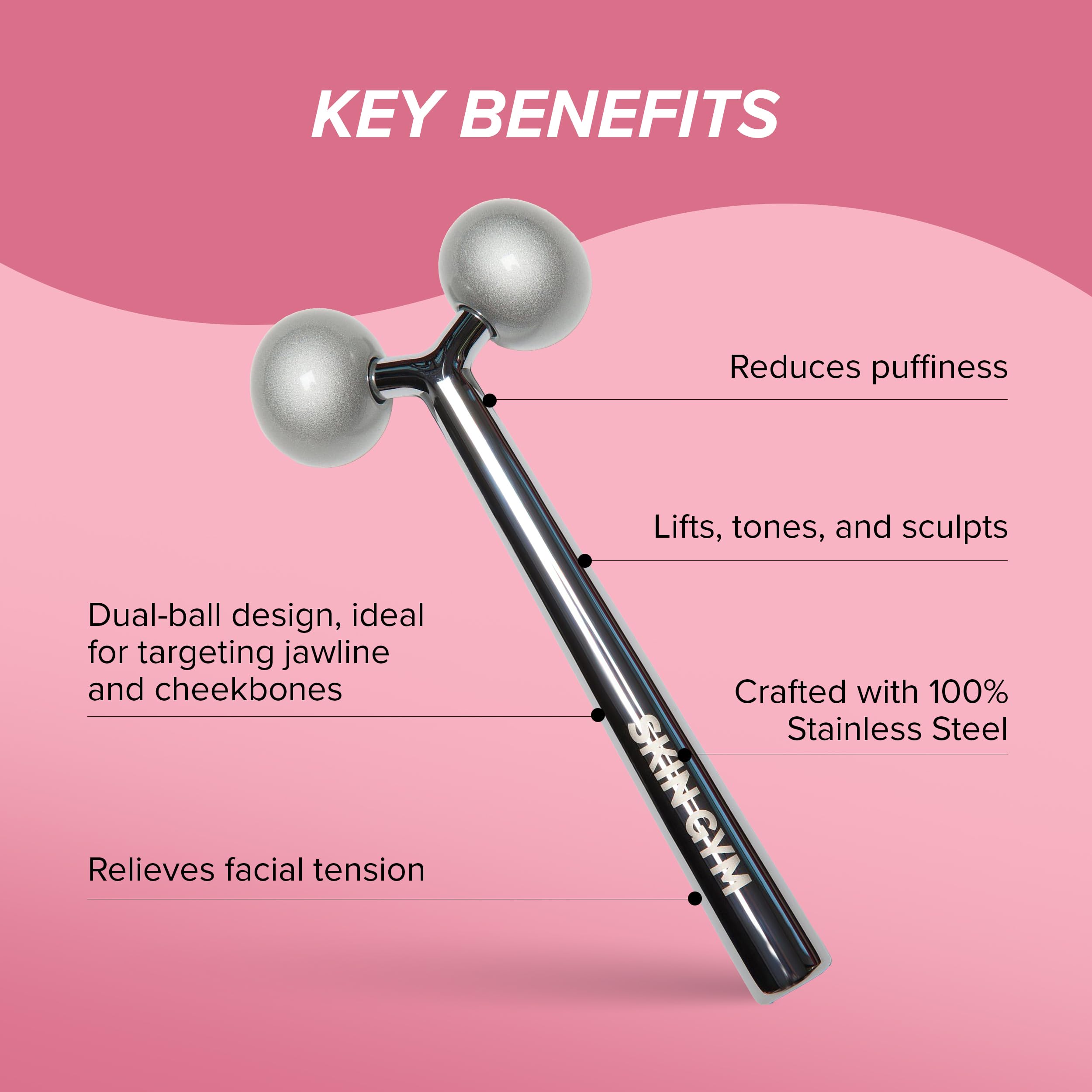 SKIN GYM Face Sculptor Beauty Roller - Stainless Steel Face Roller Massager Tool for Wrinkles and Lifting, Anti Aging Facial Roller to Release Muscle Tension, Contour Face and Improve Skin Appearance