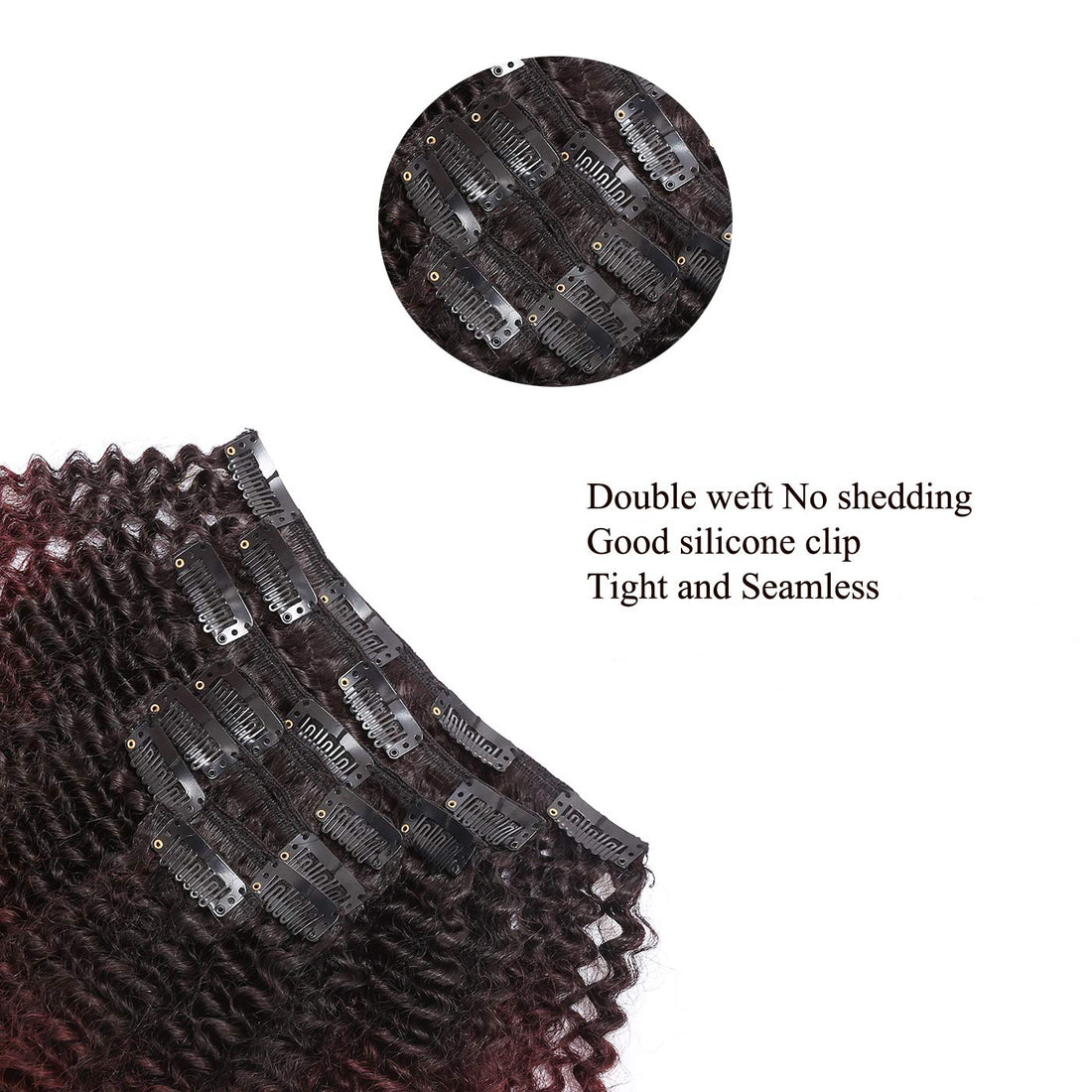 Anrosa Kinkys Curly Clip in Hair Extensions Human Hair 3C 4A Afro Kinky Curly Clip ins Natural Hair Real Remy Thick Human Hair Extensions for Black Women (10 inch, Ombre #1B/99J)