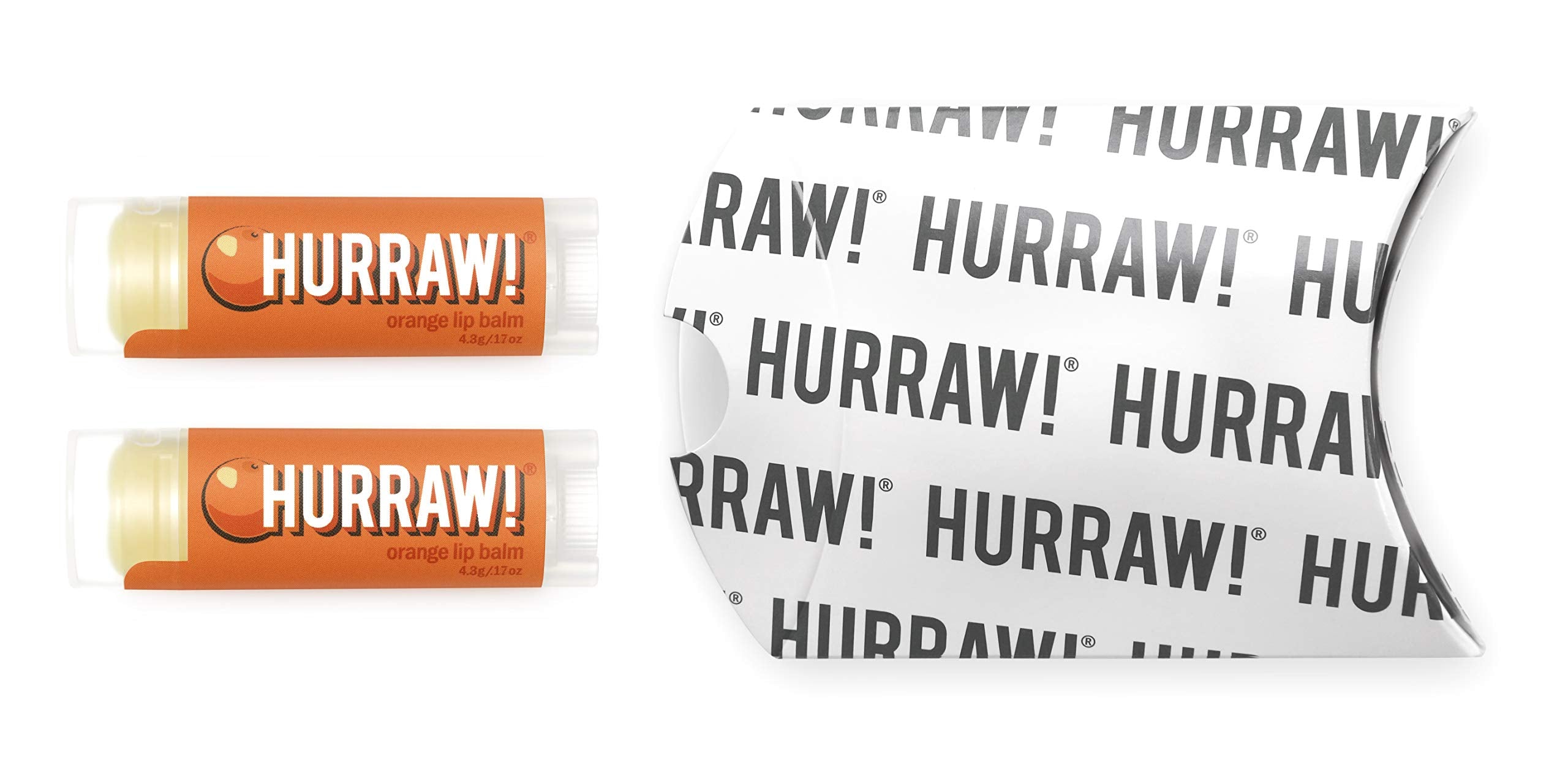 Hurraw! Orange Lip Balm, 2 Pack: Organic, Certified Vegan, Cruelty and Gluten Free. Non-GMO, 100% Natural Ingredients. Bee, Shea, Soy and Palm Free. Made in USA