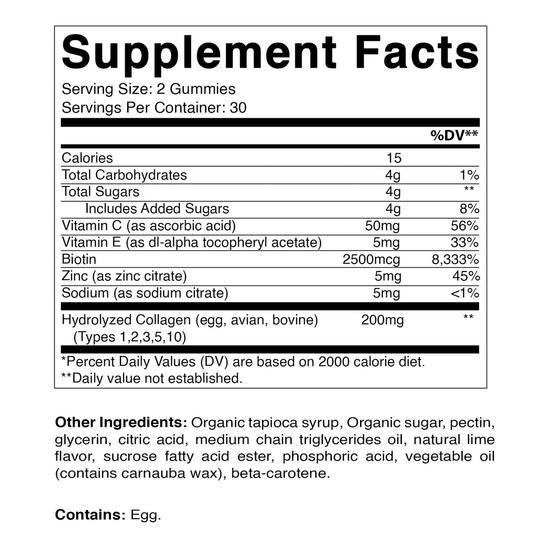 Vitamatic 2 Packs Hydrolyzed Collagen Gummies with Vitamin C, Zinc and Biotin, 200 mg - 60 Gummies (Total 120 Count)