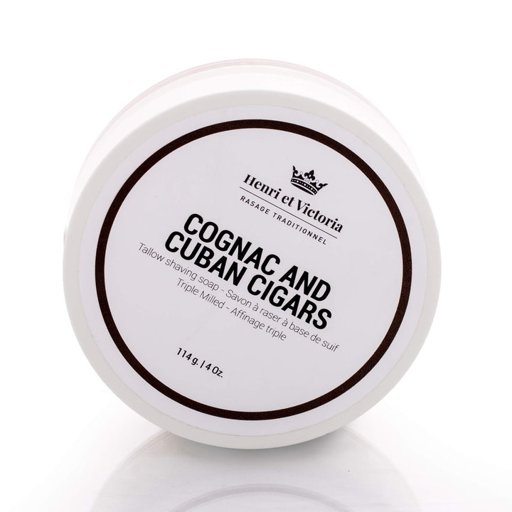 Cognac and Cuban Cigars Tallow Shaving Soap for Men | Henri et Victoria Triple Milled Shaving.