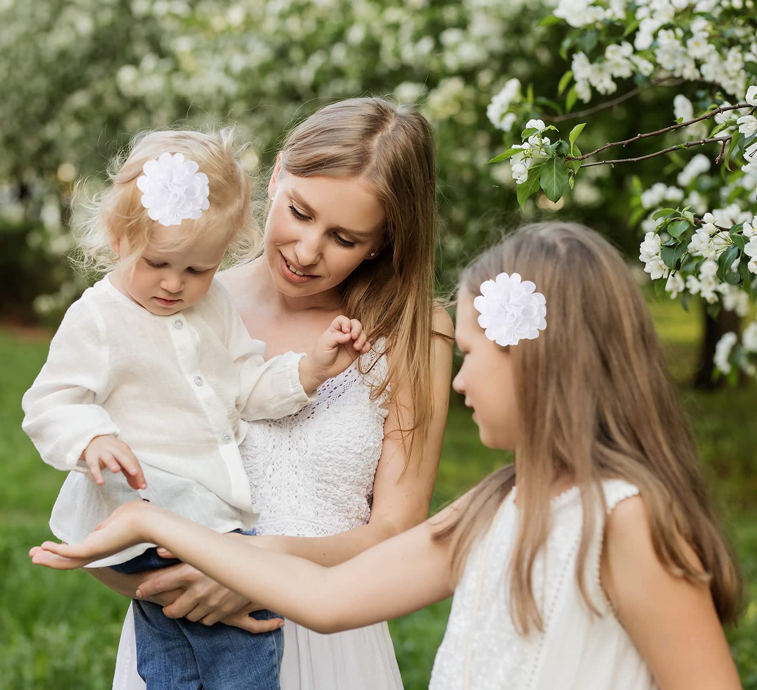 Cinaci 24 Pack/12 Pairs Solid 2.8 Chiffon Flower Fully Lined Alligator Hair Clips Duckbill Barrettes Accessories for Baby Girls Infants Toddlers Kids