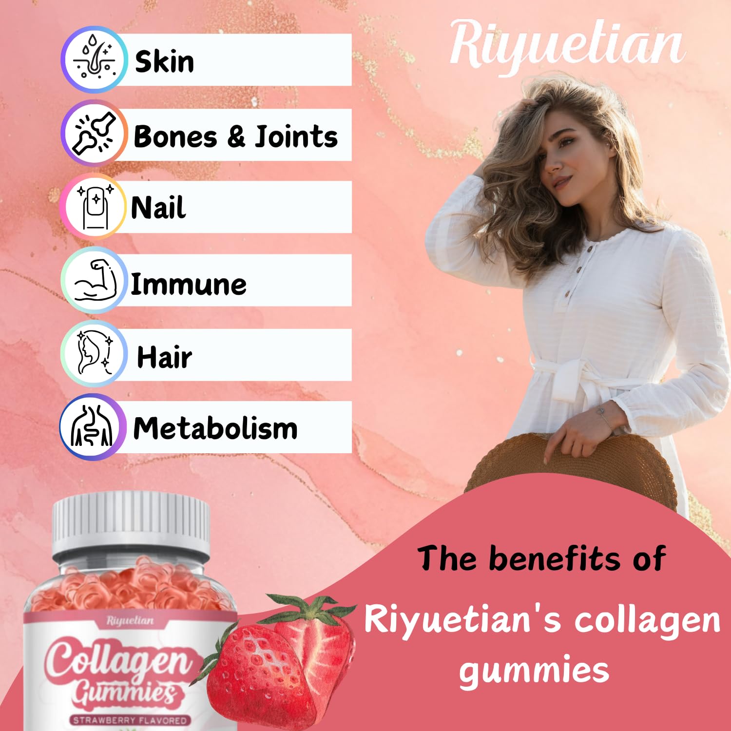 Riyuetian 2 Pack Collagen,15000mcg Biotin & 1000mg Irish sea Moss, Collagen for Hair Skin Nails & Joints, Anti Aging - Women & Men Kids, Adults - 120 Vegan