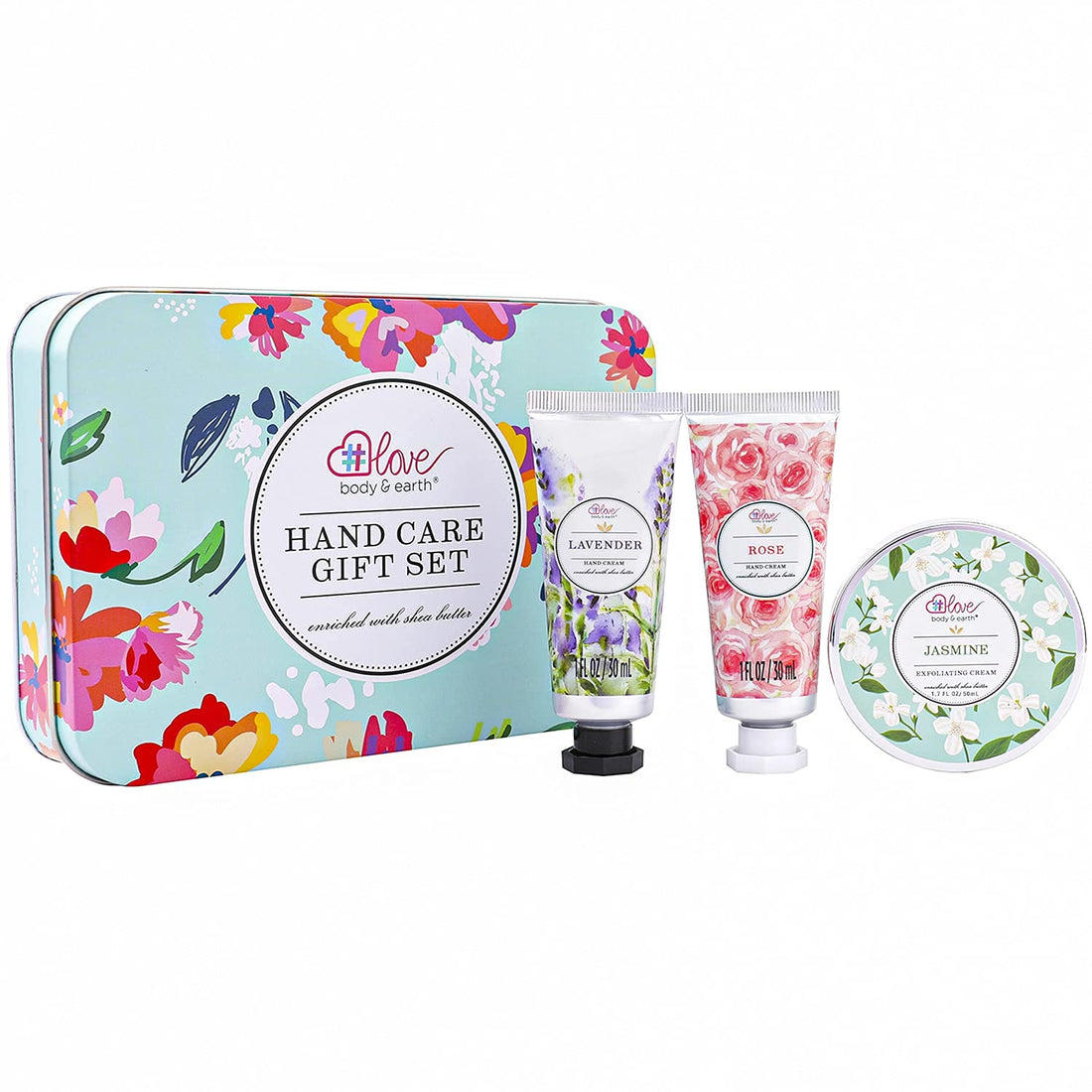 Hand Care Gift Set for Women - Travel Size Gift Set, Hand Cream Kit with Rose Hand Lotion, Jasmine Exfoliating Cream, Repair&Moisture Extra Dry Hands, Gift Set for Women Gift Ideas for Christmas