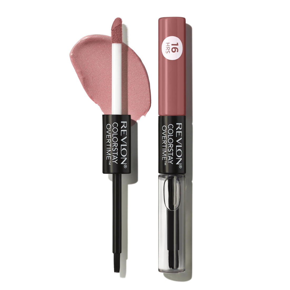REVLON Colorstay Overtime Long-wearing Glossy Lipcolor with Clear Lip Gloss, with Vitamin E, In Brown, 340 Eternally Tan, 0.8 Oz