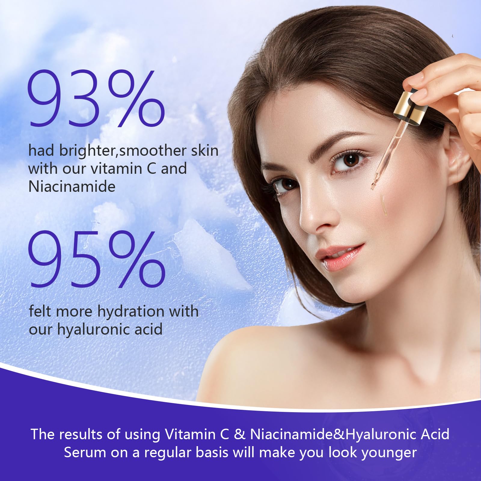 Hyaluronic Acid Face Serum,Vitamin C,Niacinamide Facial Serum,Facial Skin Care Set for Plumping,Anti-Aging/Wrinkle,Brightening,Ultra-Hydrating Hyluronic Acid Serum- Pack of 3,All Skin Type