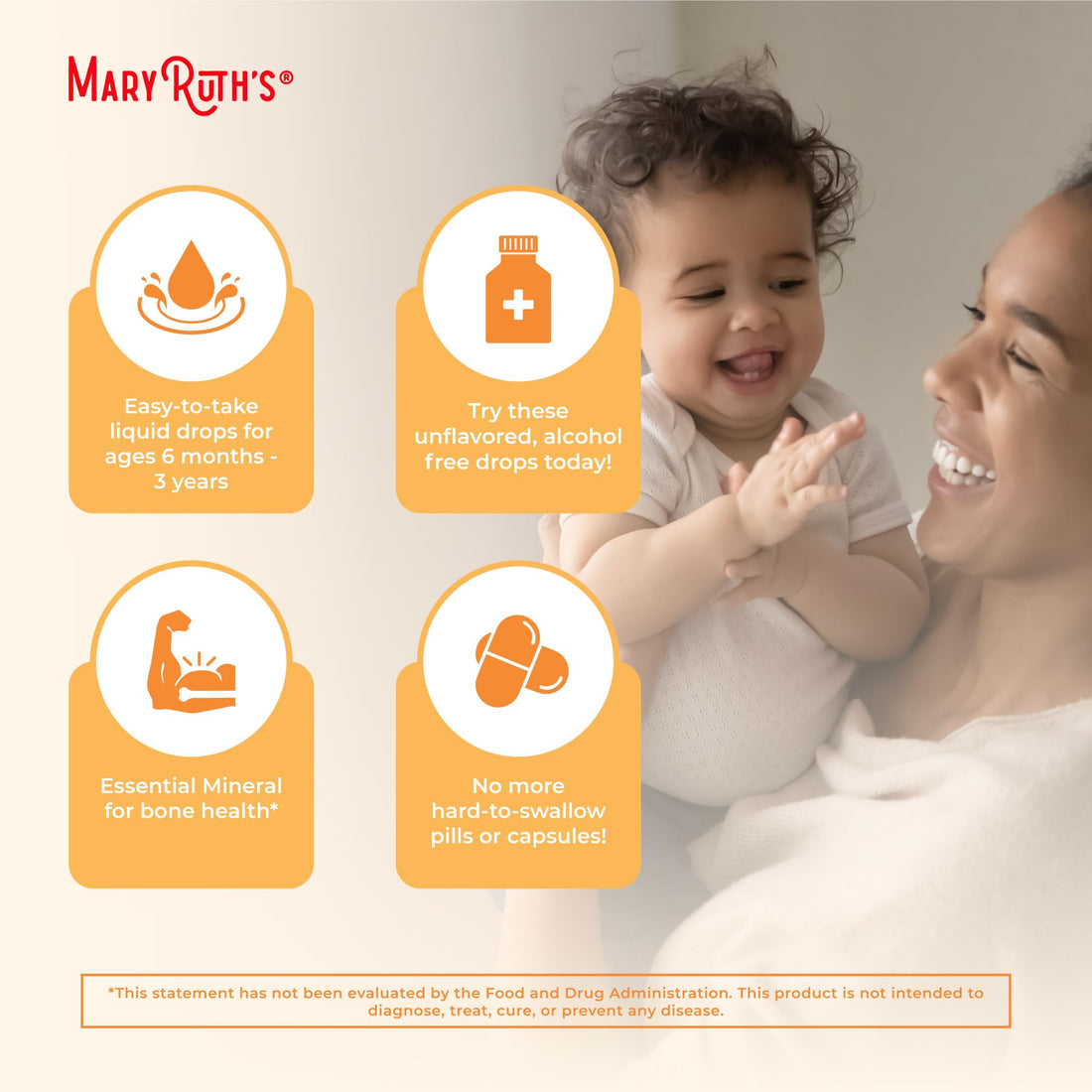 MaryRuth Organics USDA Organic Vitamin D Drops | Vitamin D3 Liquid | Sugar Free | Liquid Vitamin D Drops Immune Support for Infants & Toddlers | VIT D3 | Gluten Free | Non-GMO | 90-150 Servings