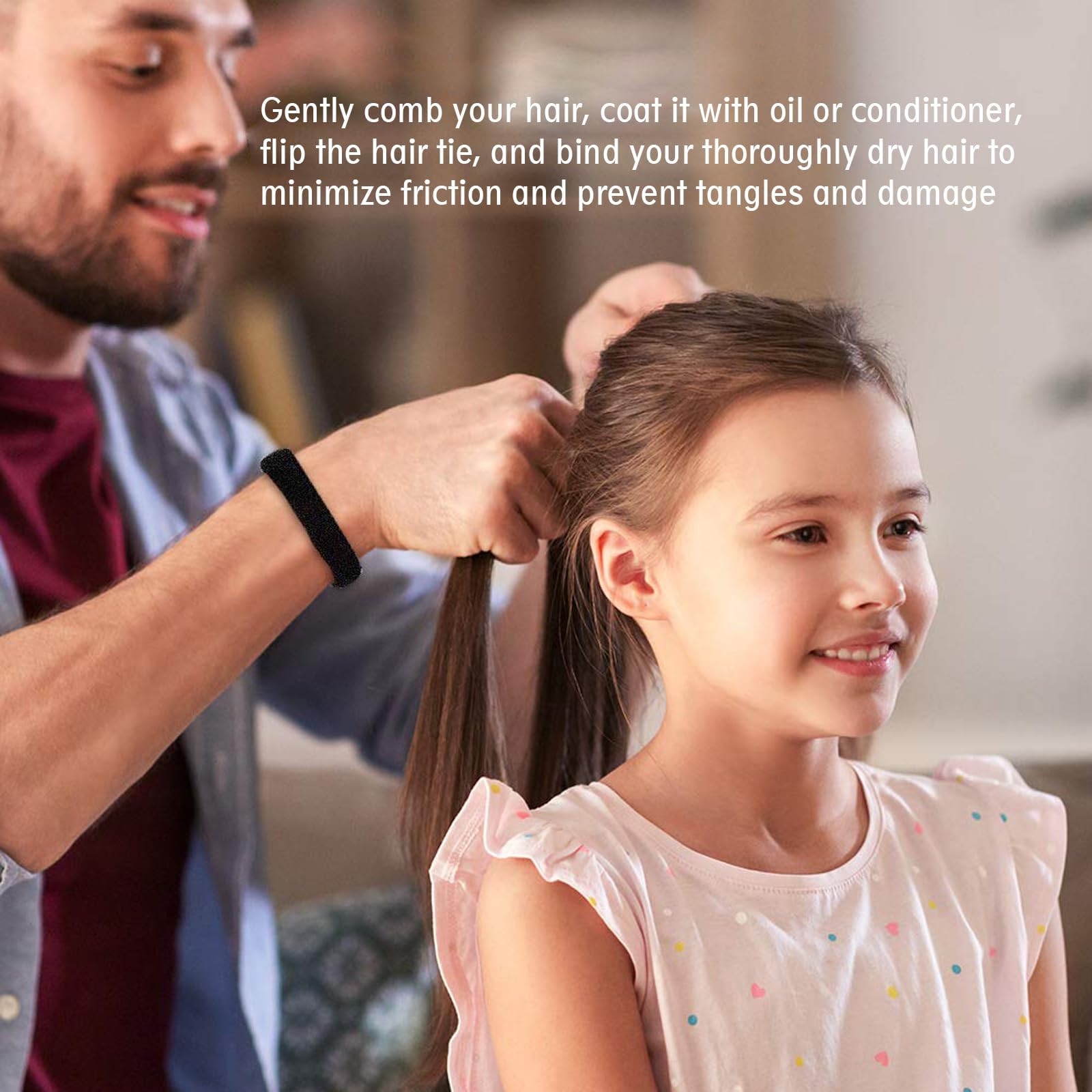 100PCS Black Hair Ties for Women Girls, Seamless Thick Black Hair Band, Elastic Hair Ties No Damage Ponytail Holder