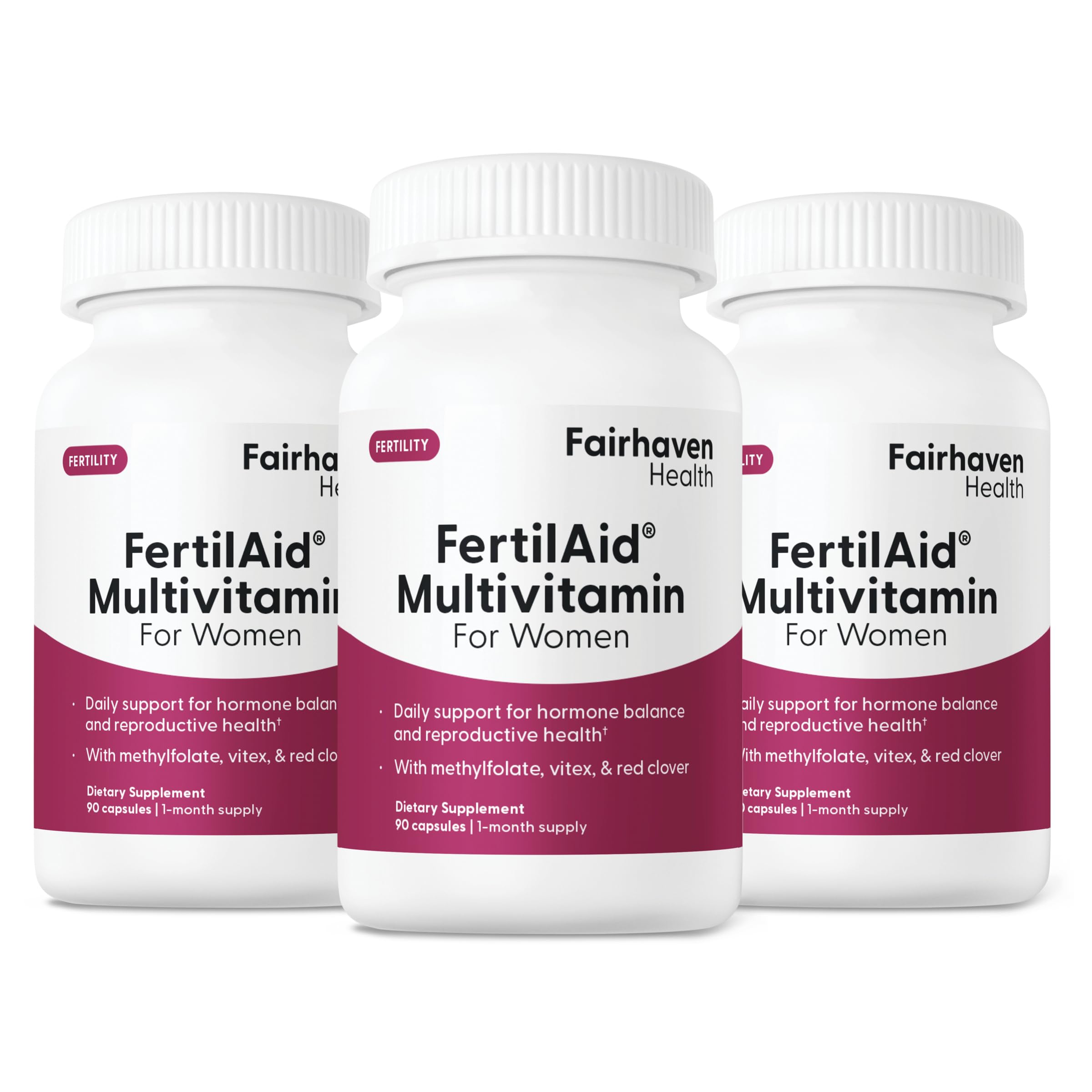 FertilAid for Women, Fertility Supplement for Women & Natural Fertility Vitamin with Vitex, Support Female Cycle Regularity & Ovulation, Comprehensive Prenatal Multivitamin with Folate, 3 Month Supply