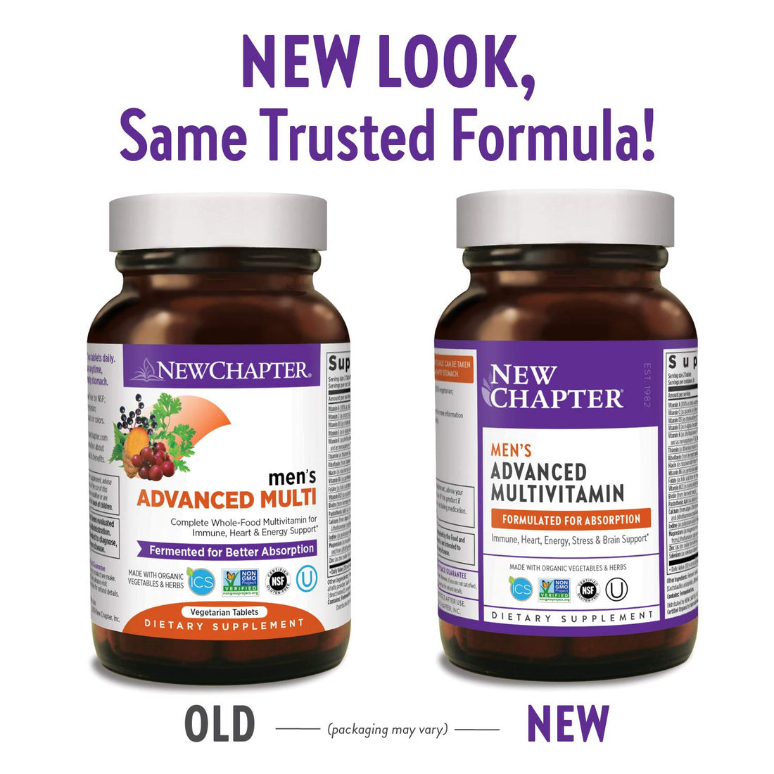 New Chapter Men's Multivitamin + Immune Support, Men’s Advanced Multi (Formerly Every Man), Fermented with Whole-Foods & Probiotics + Selenium + B Vitamins + Vitamin D3-48 ct (Packaging May Vary)