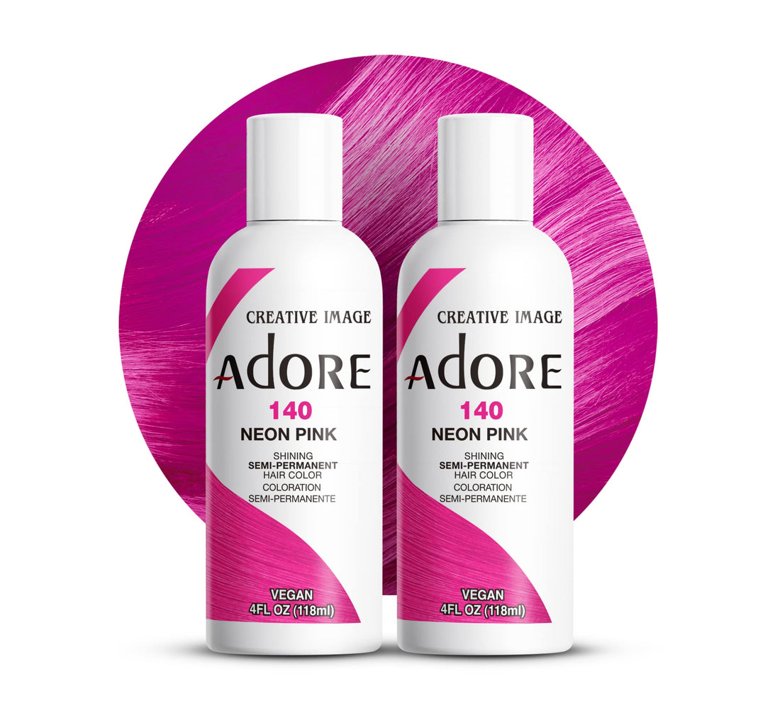 Adore SemiPermanent Haircolor 140 Neon Pink 4 Ounce (118ml) (2 Pack)