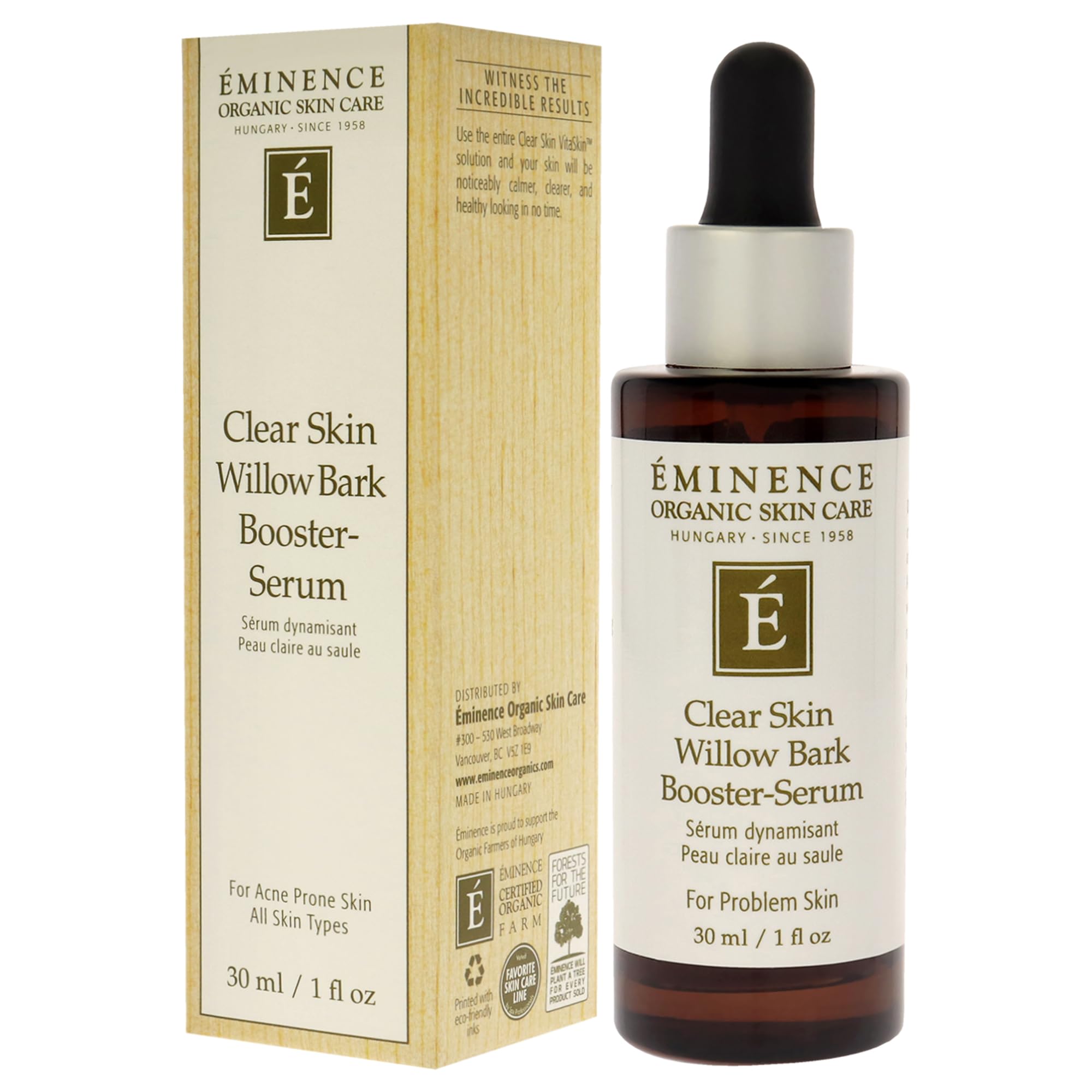 Eminence Organic Clear Skin Willow Bark Booster Serum, 1 Ounce