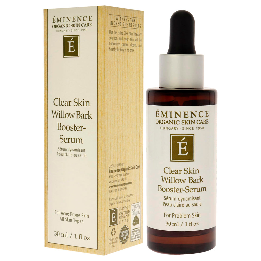 Eminence Organic Clear Skin Willow Bark Booster Serum, 1 Ounce