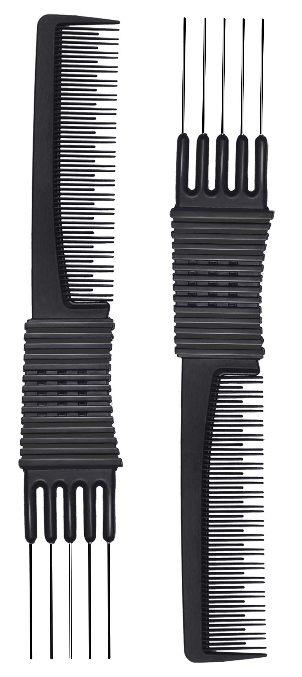 2pcs Professional Salon Teasing Back Combs, Black Carbon Comb