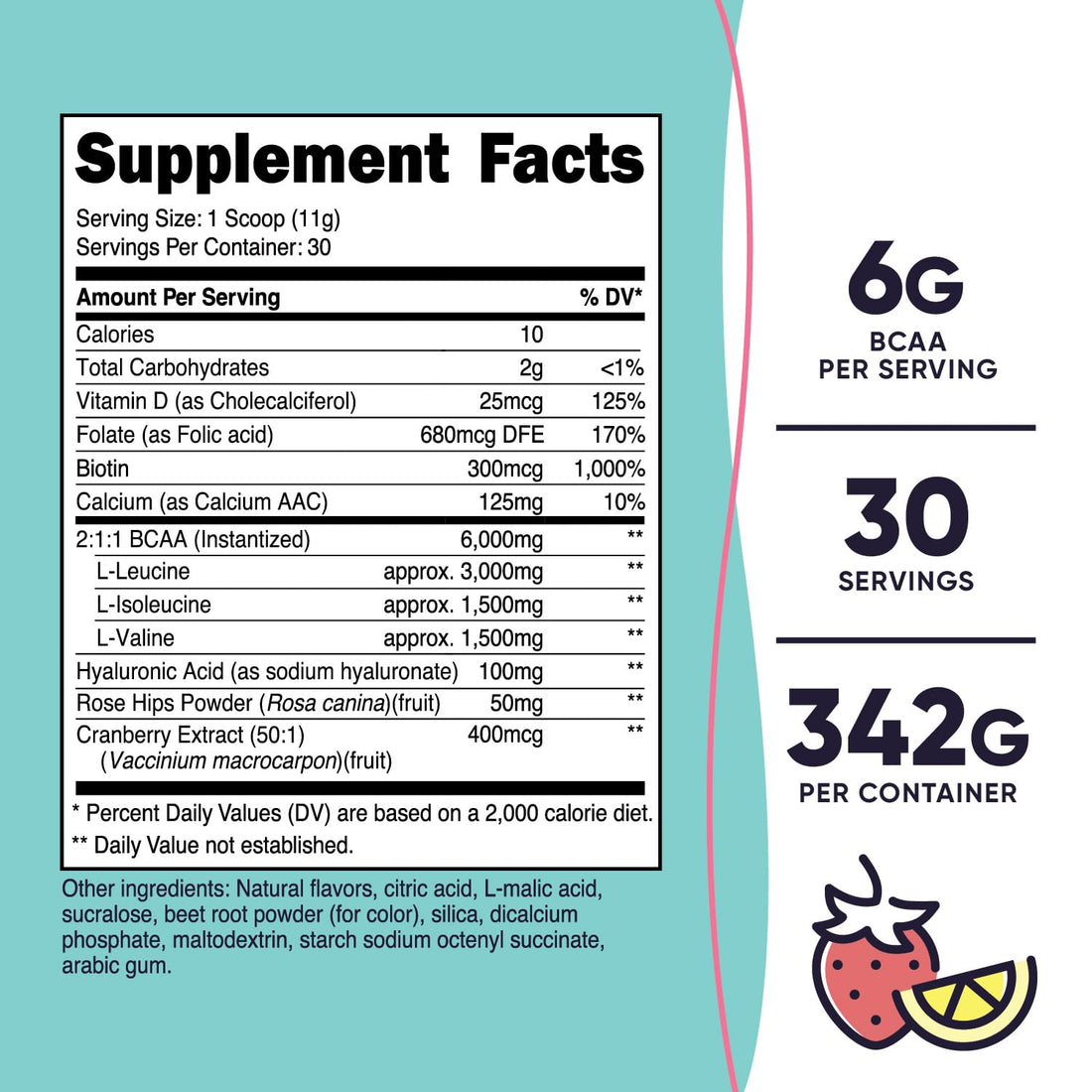 Nutricost BCAA for Women (Strawberry Lemonade, 30 Servings) - Formulated Specifically for Women - Non-GMO and Gluten-Free