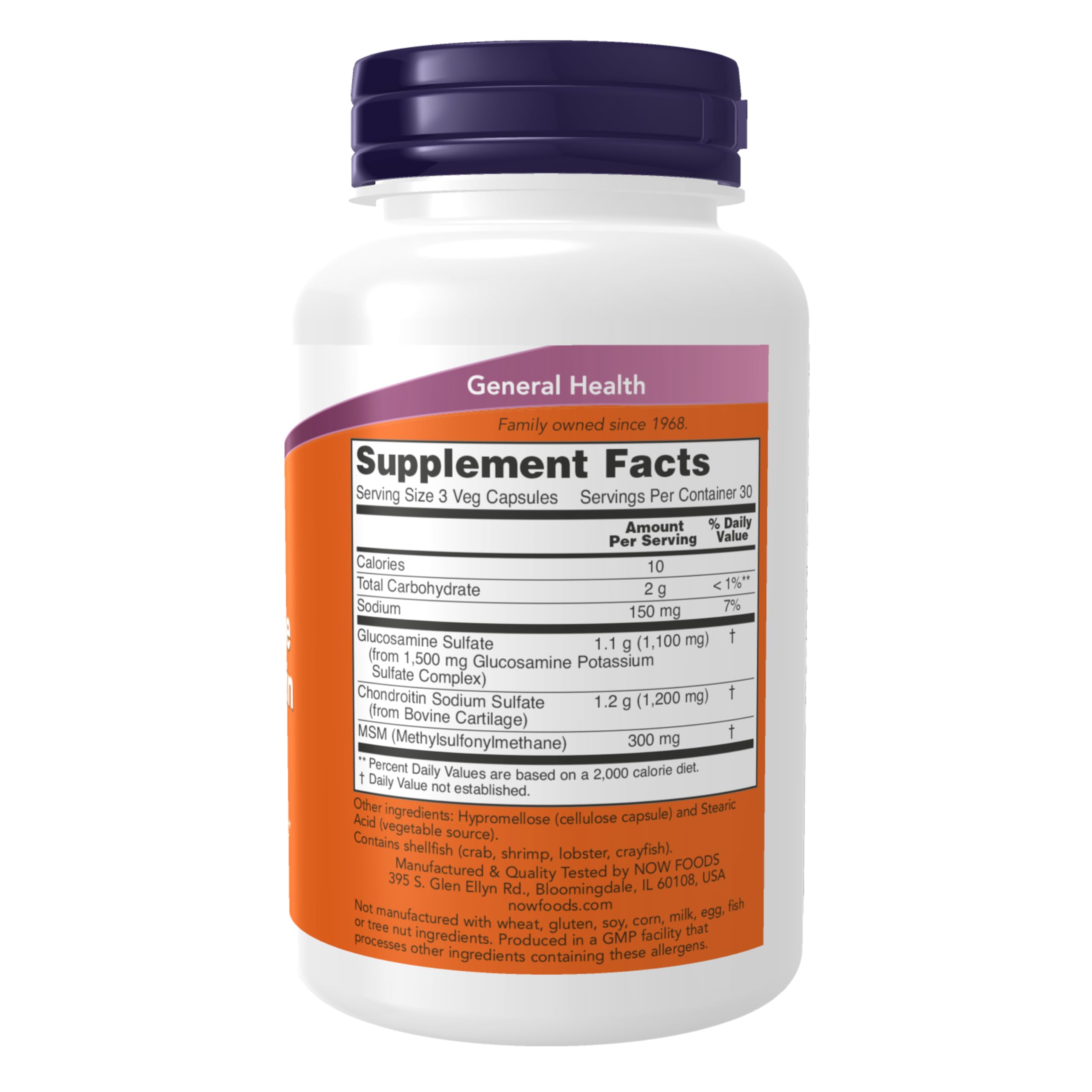 NOW Foods Supplements, Glucosamine & Chondroitin with MSM, Joint Health, Mobility and Comfort*, 90 Veg Capsules