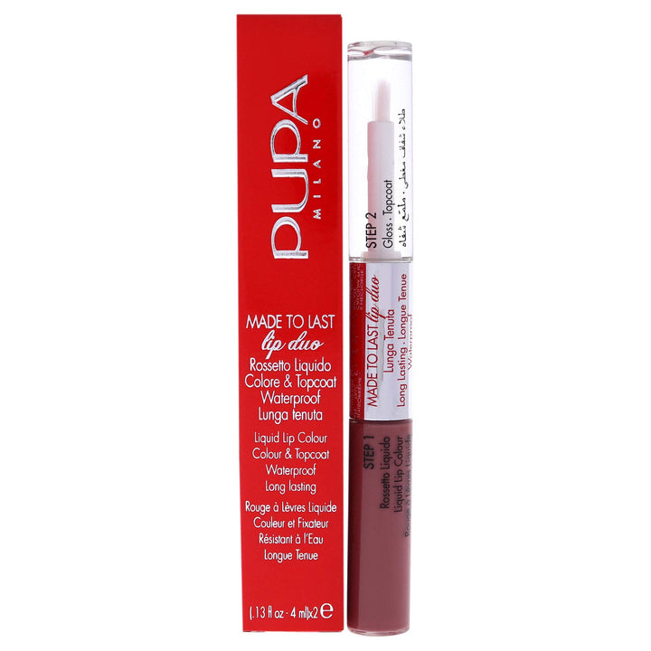 Pupa Milano Made To Last Lip Duo - Comfortable Liquid Lip Color with Top Coat - Waterproof - Long Lasting Hold - Ultra Shiny, Latex Effect Make-Up Result - 010 Vintage Pink - 0.13 Oz