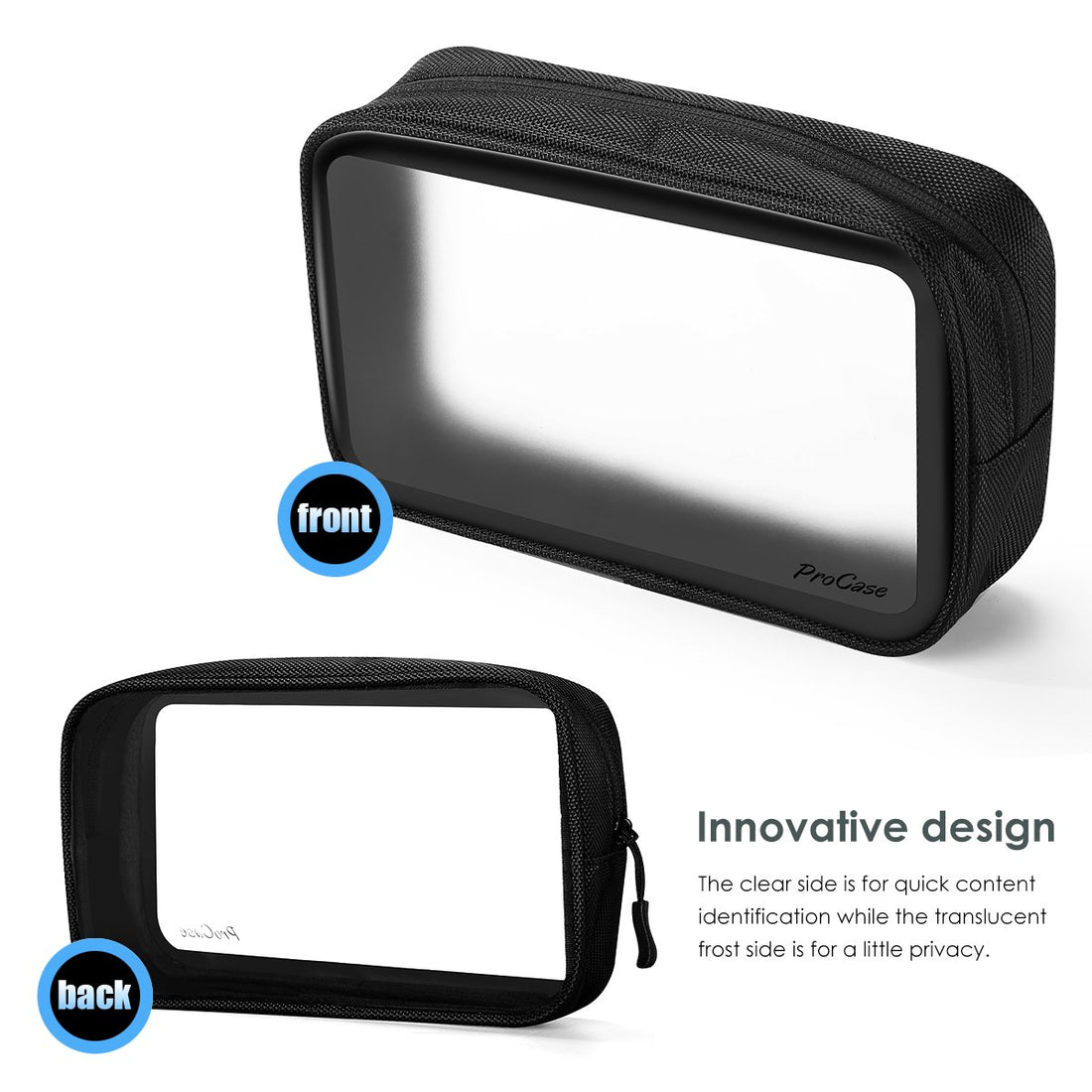 ProCase TSA Approved Travel Toiletry Bag Pouch, Matte Clear Travel Organizer Airport Carry-On Checkpoint Airline Compliant Storage Bag for Toiletries Liquids Creams and Cosmetics