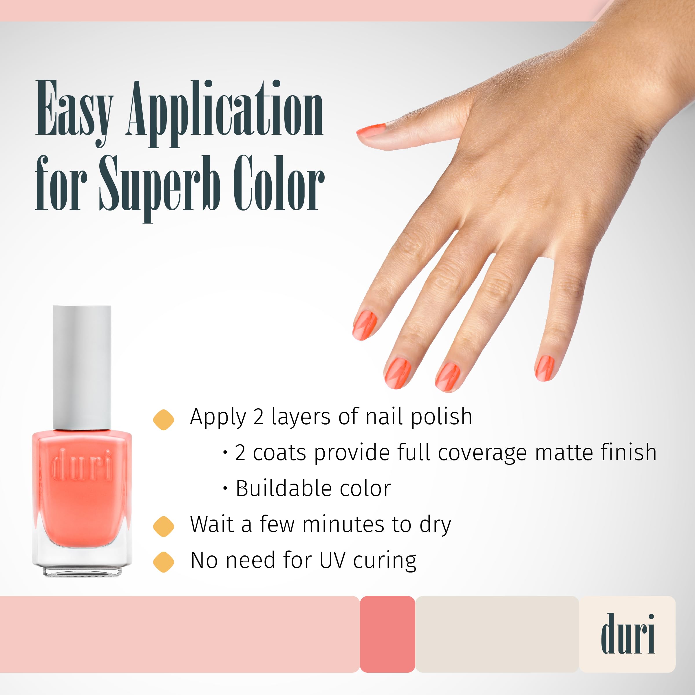 duri Nail Polish, 154N, Bewitched, Neon Orange Shade, Matte Finish, .5 fl.oz.