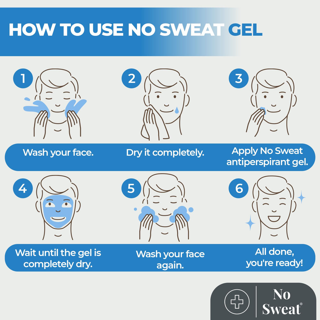 No Sweat Antiperspirant Gel 50 ML - Suitable Usage For Face-Neck-Nape Helps Prevent Excess Facial Sweating and Facial Shining-Suitable For Active Work and During Gym