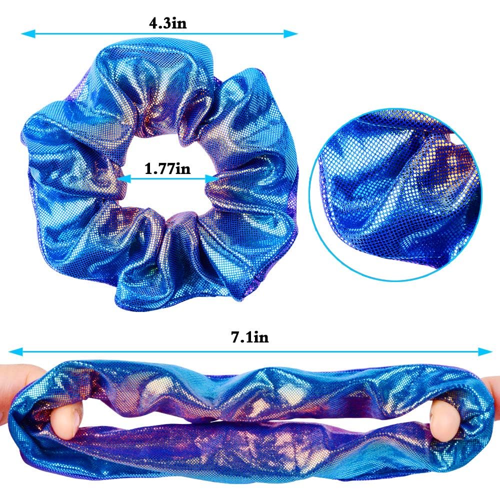 OCATO 24Pcs Hair Scrunchies for Girls Shiny Metallic Scrunchies Cute Elastic Hair Bands Scrunchy Hair Ties Ponytail Holder for Girls Women Hair Accessories with a Gift Bag for Gym Dance Party Club