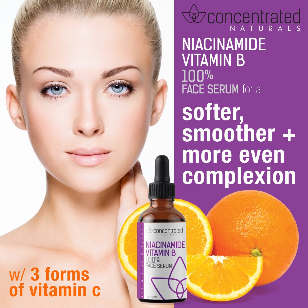 Natural Niacinamide Vitamin B w/Vitamin C & Hyaluronic Acid | Ultimate Strength Anti-Aging Serum for Face | May Help Smooth Appearance of Fine Lines & Wrinkles & Brighten