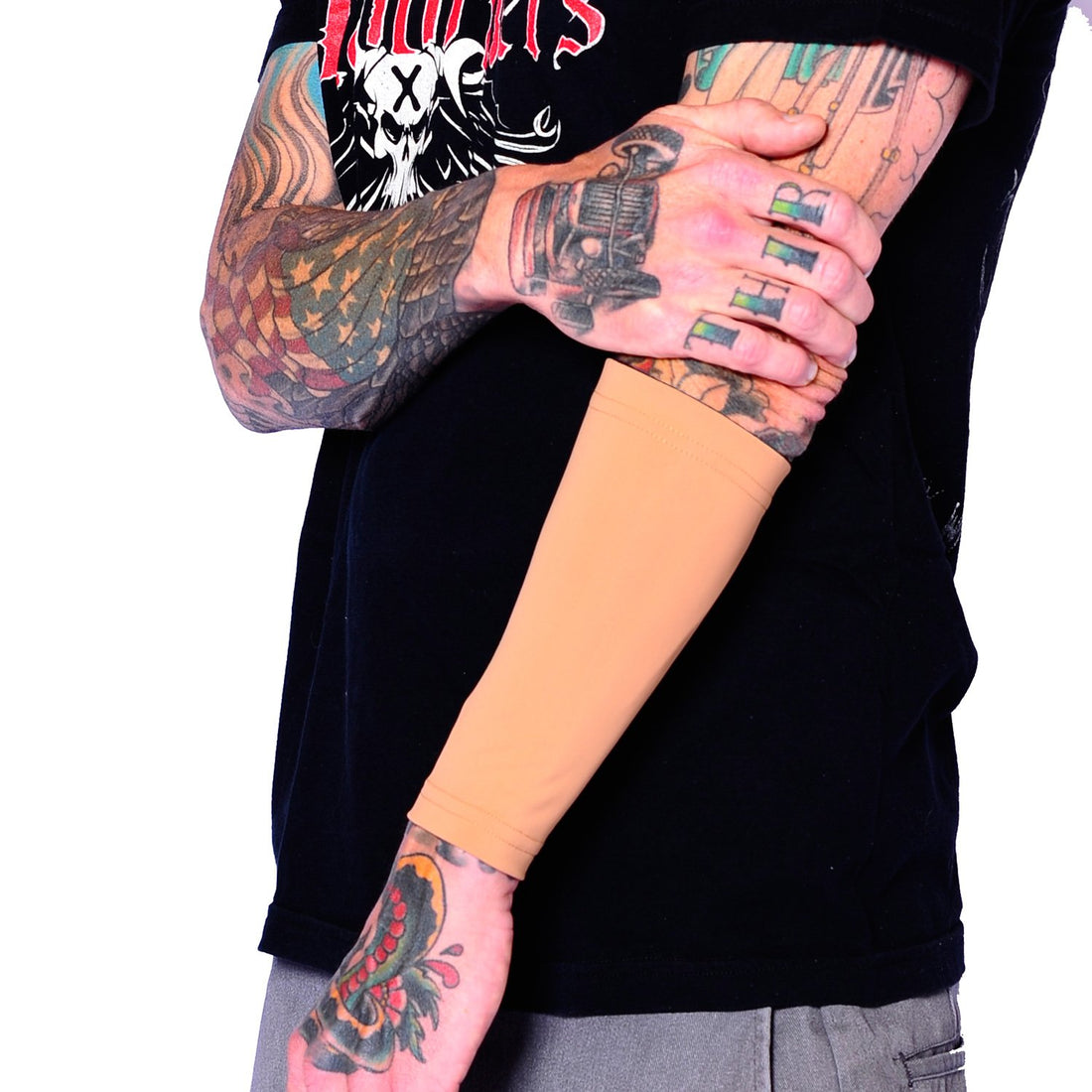 Tat2X Ink Armor Premium Forearm 9 Tattoo Cover Up Sleeve - No Slip Gripper - U.S. Made - Light - ML