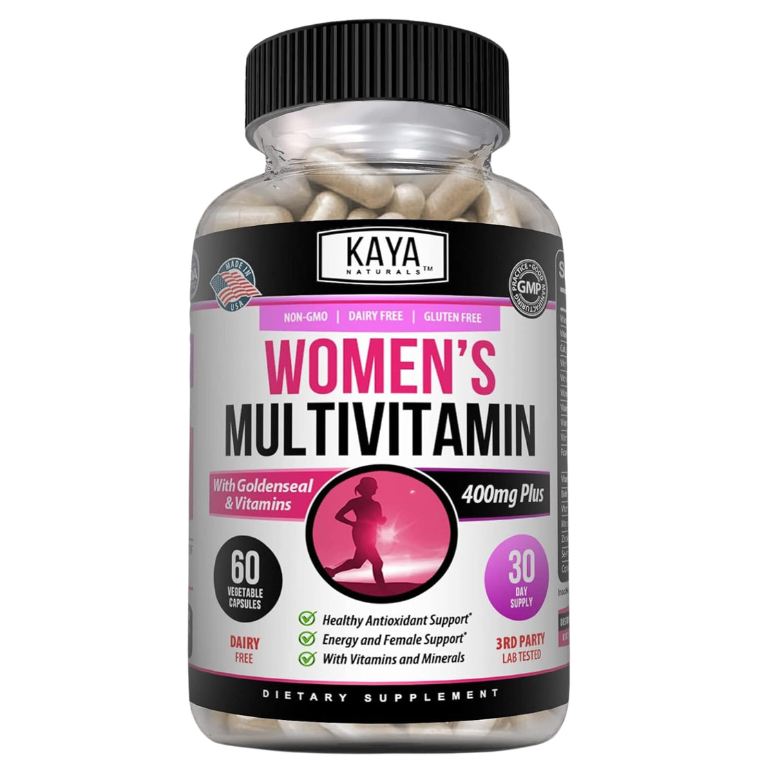 Kaya Naturals Women's Multivitamin, Overall Healthy Antioxidant, and Immune Support, Vitamins A, D, C, E, Biotin, Folic Acid, & Multi-Mineral, Energy & Metabolism Vitamin Supplement 60 Count