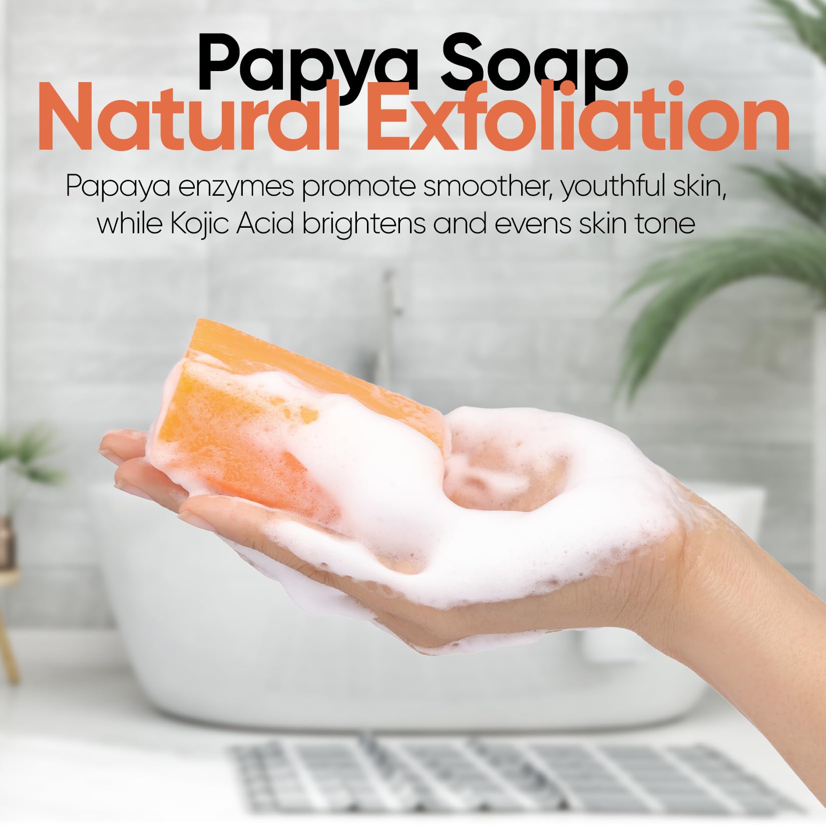 Natrulo Papaya Soap Face & Body Wash – Skin Brightening Papaya Soap Bar for Dark Spots – Reduce Acne, Cleanse Scars, & Even Skin Tone – with Turmeric, Kojic Acid, & Essential Oils – for All Types