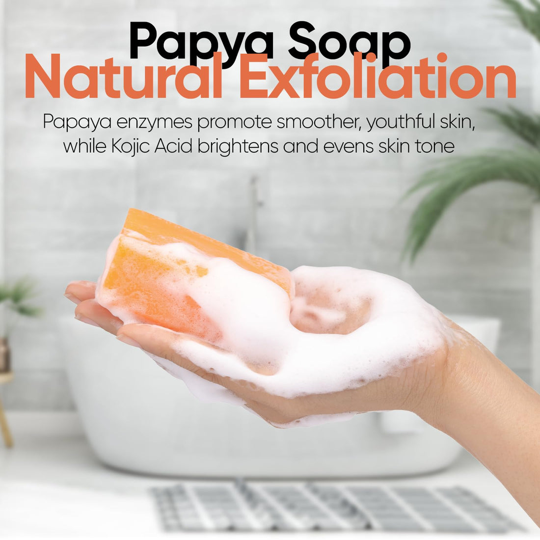 Natrulo Papaya Soap Face & Body Wash – Skin Brightening Papaya Soap Bar for Dark Spots – Reduce Acne, Cleanse Scars, & Even Skin Tone – with Turmeric, Kojic Acid, & Essential Oils – for All Types