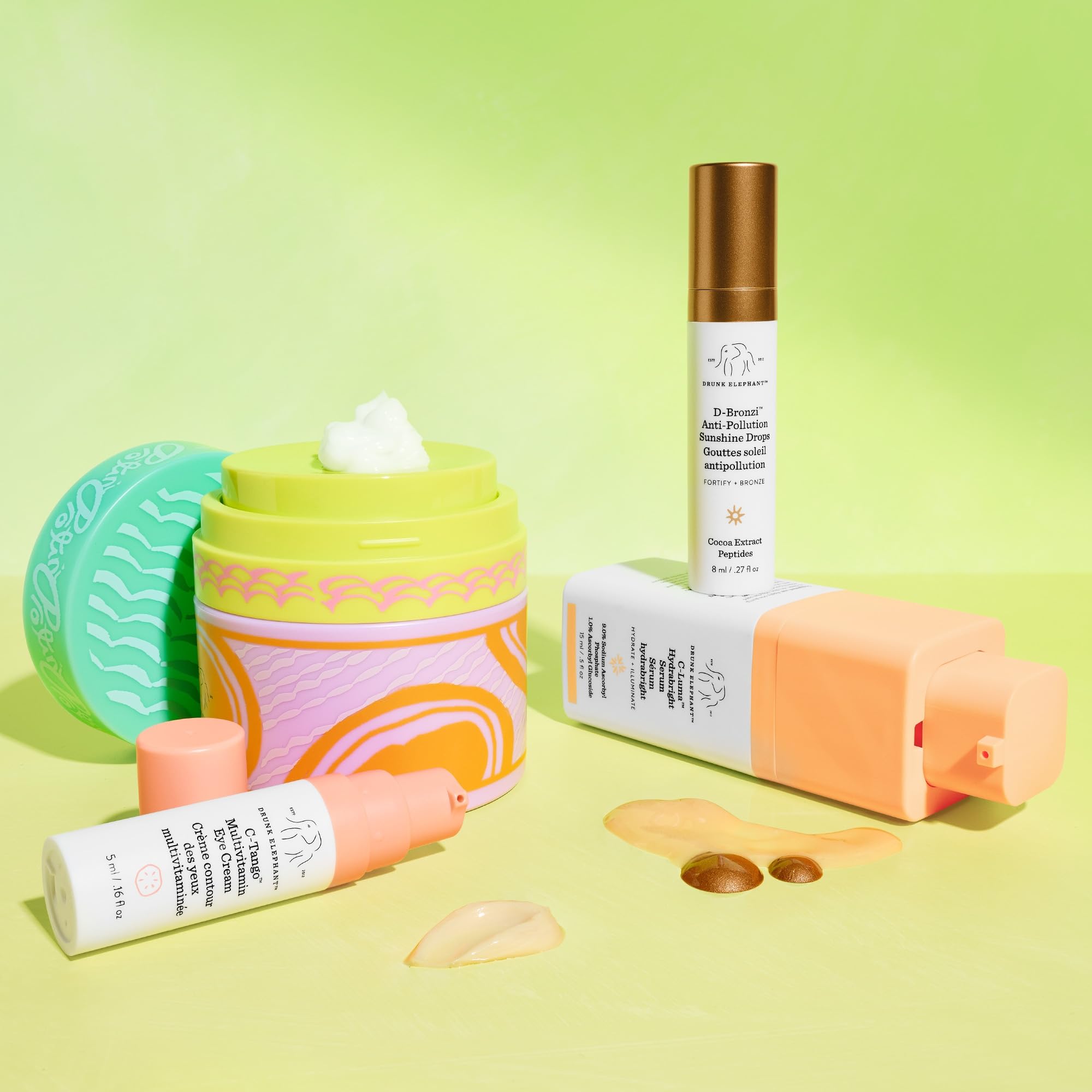 Drunk Elephant Daytime Exhibit - Protini Polypeptide Cream (50ml/1.69 fl oz), D-Bronzi (8ml/.27 fl oz), C-Luma Hydrabright Serum (15ml/.50oz), C-Tango Eye Cream (5ml/.16 fl oz) - Holiday Gift Set