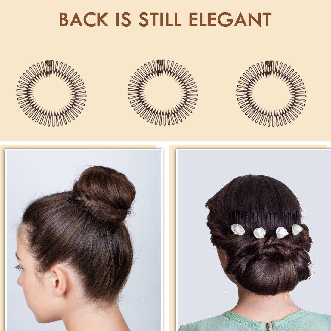 TUICARE 3Pieces Flexible Plastic Circular Stretch Hair Combs, Headband Hairband Holder for Women Girls