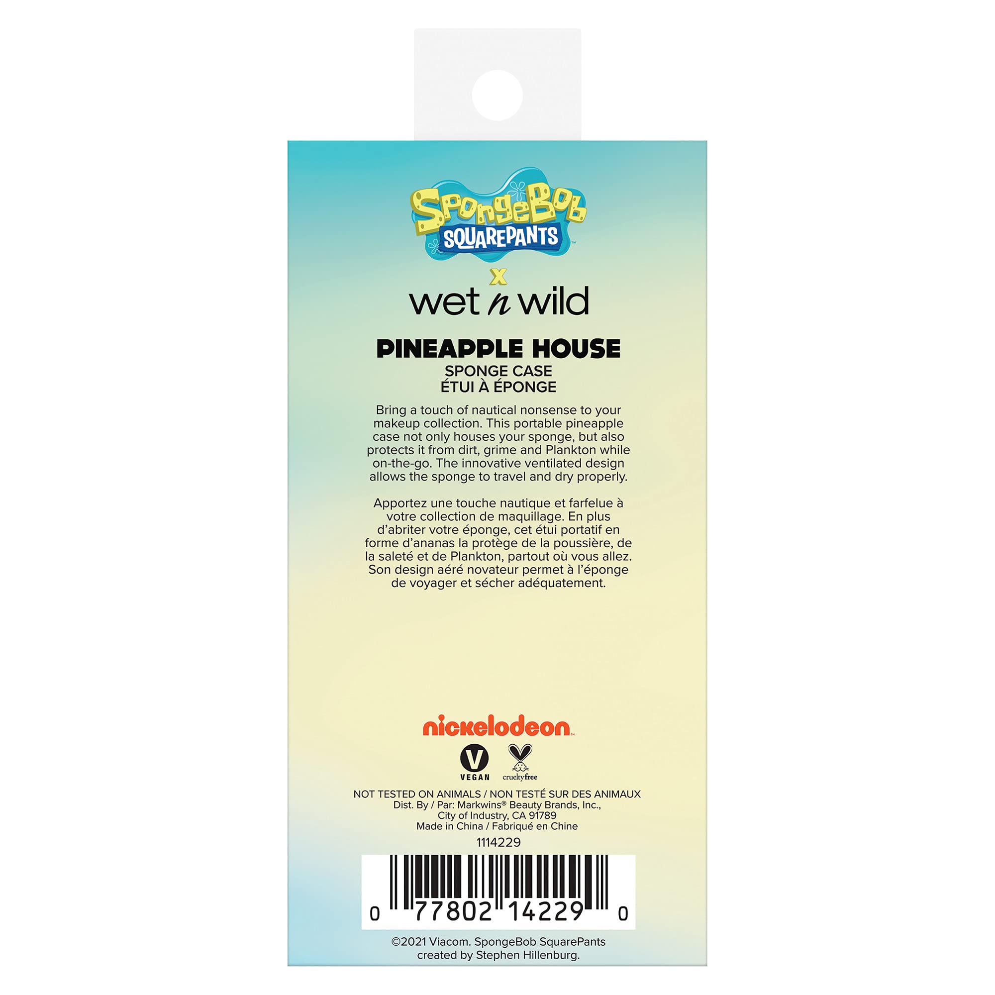 Wet n Wild House Sponge Case Bob Squarepants Makeup Tools Travel (1114229), Pineapple