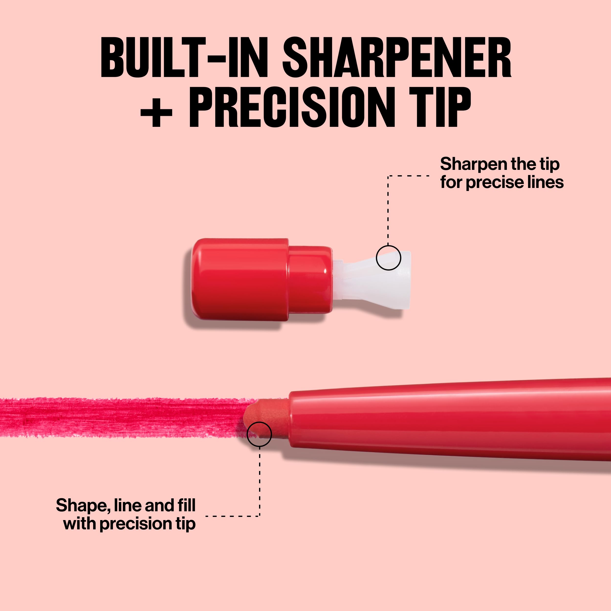 Revlon Colorstay Lip Liner Makeup with Built-In Sharpener, Longwear Rich Colors, Smooth Application, 675 Red, 0.01 oz