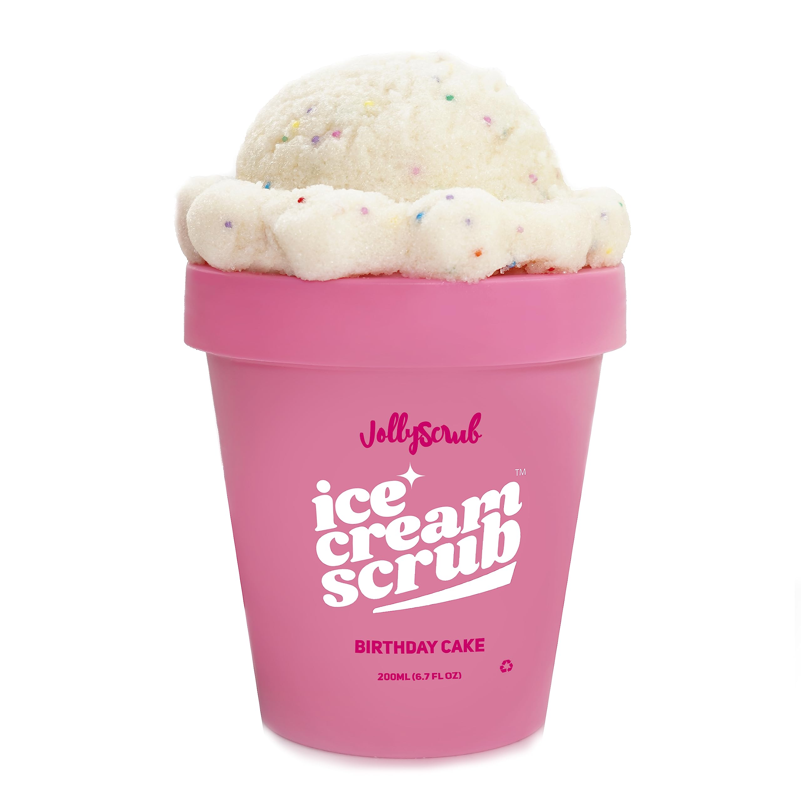 JollyScrub Ice Cream Scrub, Clean Exfoliating Sugar Scrub with Whipped Shea Butter Scrub & Nourishing Oils, Gentle & Moisturizing Sugar Scrub, Fights Dryness and Locks in Hydration, Cake Scent 200ml