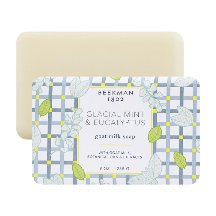 Beekman 1802 Glacial Mint & Eucalyptus Goat Milk Soap - Scented - 9 oz - Cleanses, Nourishes & Hydrates - Certified Microbiome Friendly - No Irritation - Good for Sensitive Skin