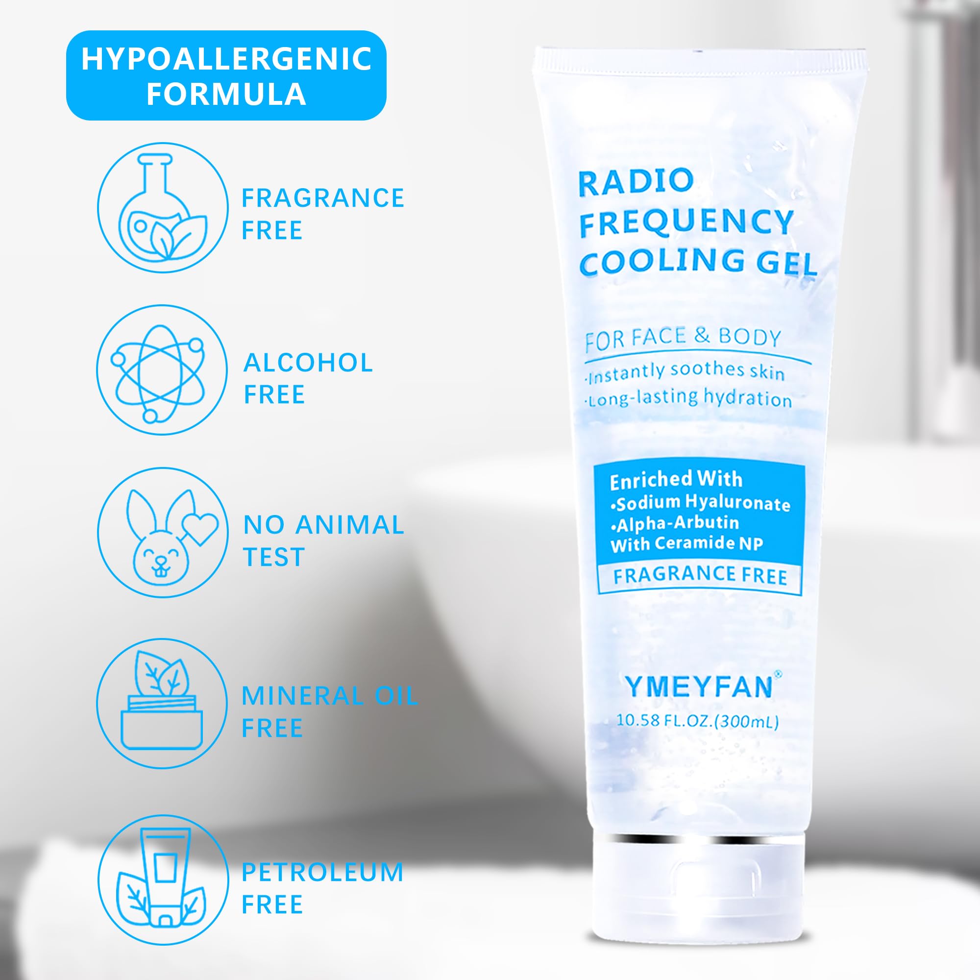 Conductive Gel for Microcurrent Radio Frequency Facial Device Cooling Gel, Fragrance-Free, Hypoallergenic, Sodium Hyaluronate, Alpha-Arbutin, Bifida Ferment Lysate, Hydrating Premium Primer Gel(900ML)