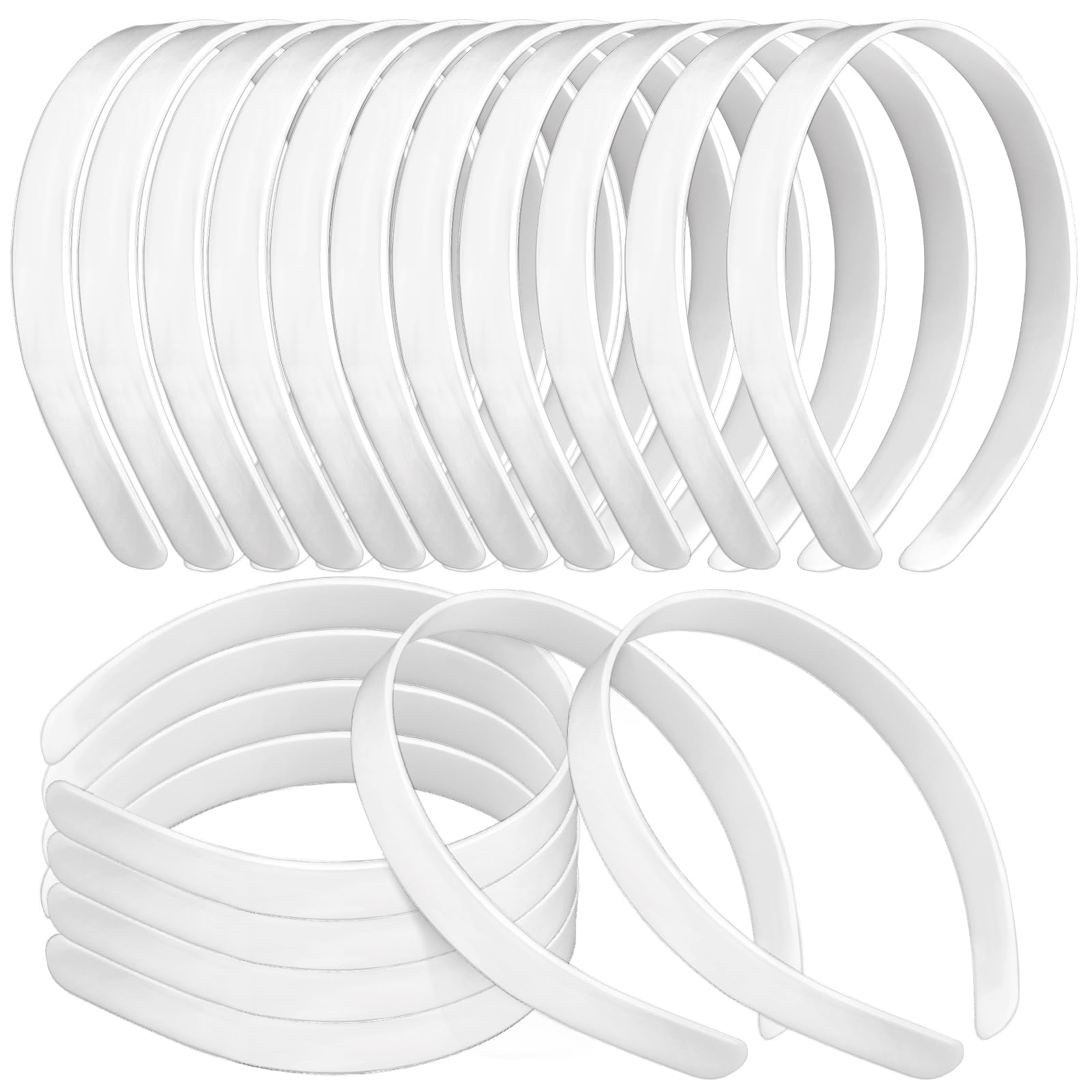 50PCS Amersumer 1/2Girls No Teeth White Plastic Headbands Hair Accessories.