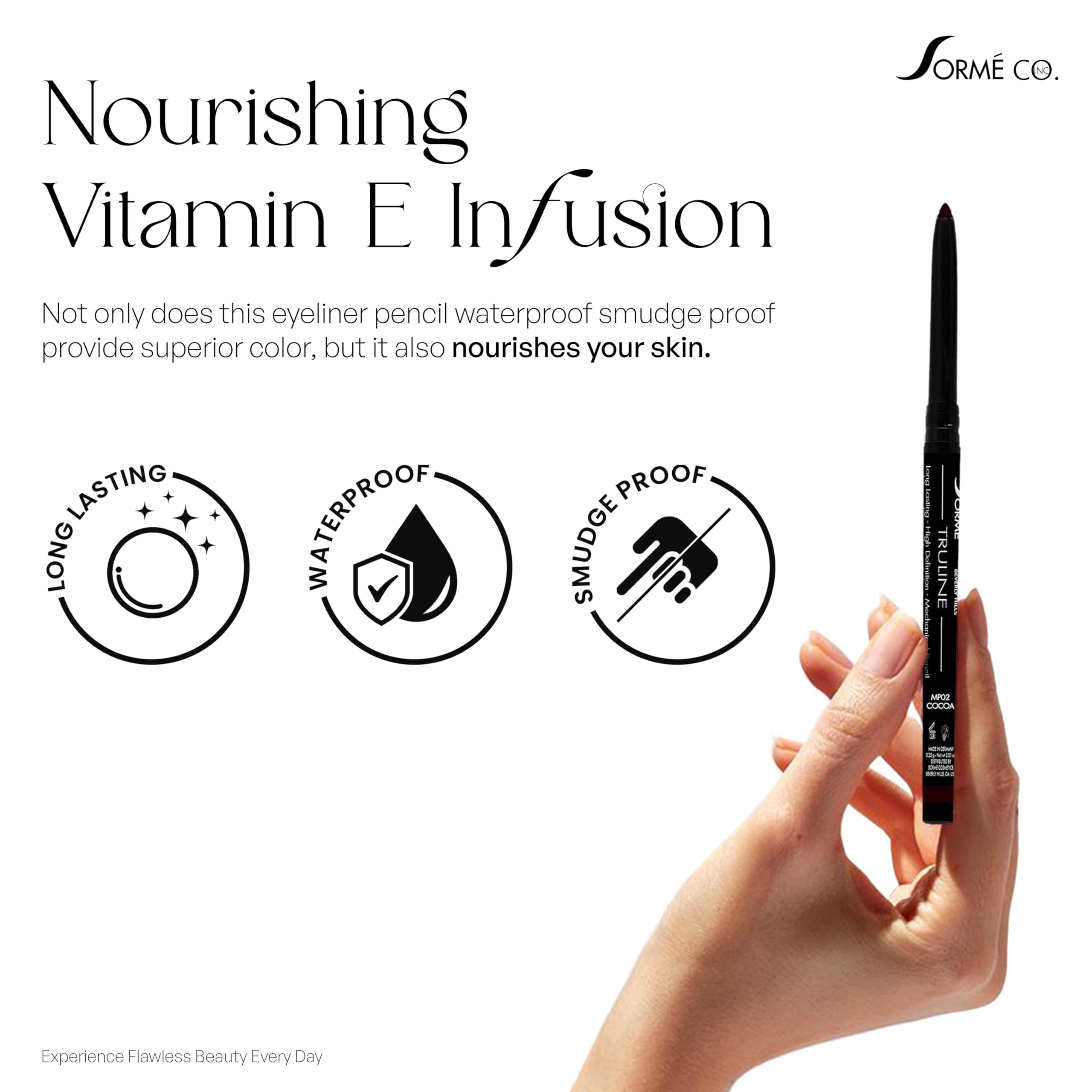 Sorme Cosmetics Truline Mechanical Eyeliner Pencil, Cocoa, 0.1 Ounce