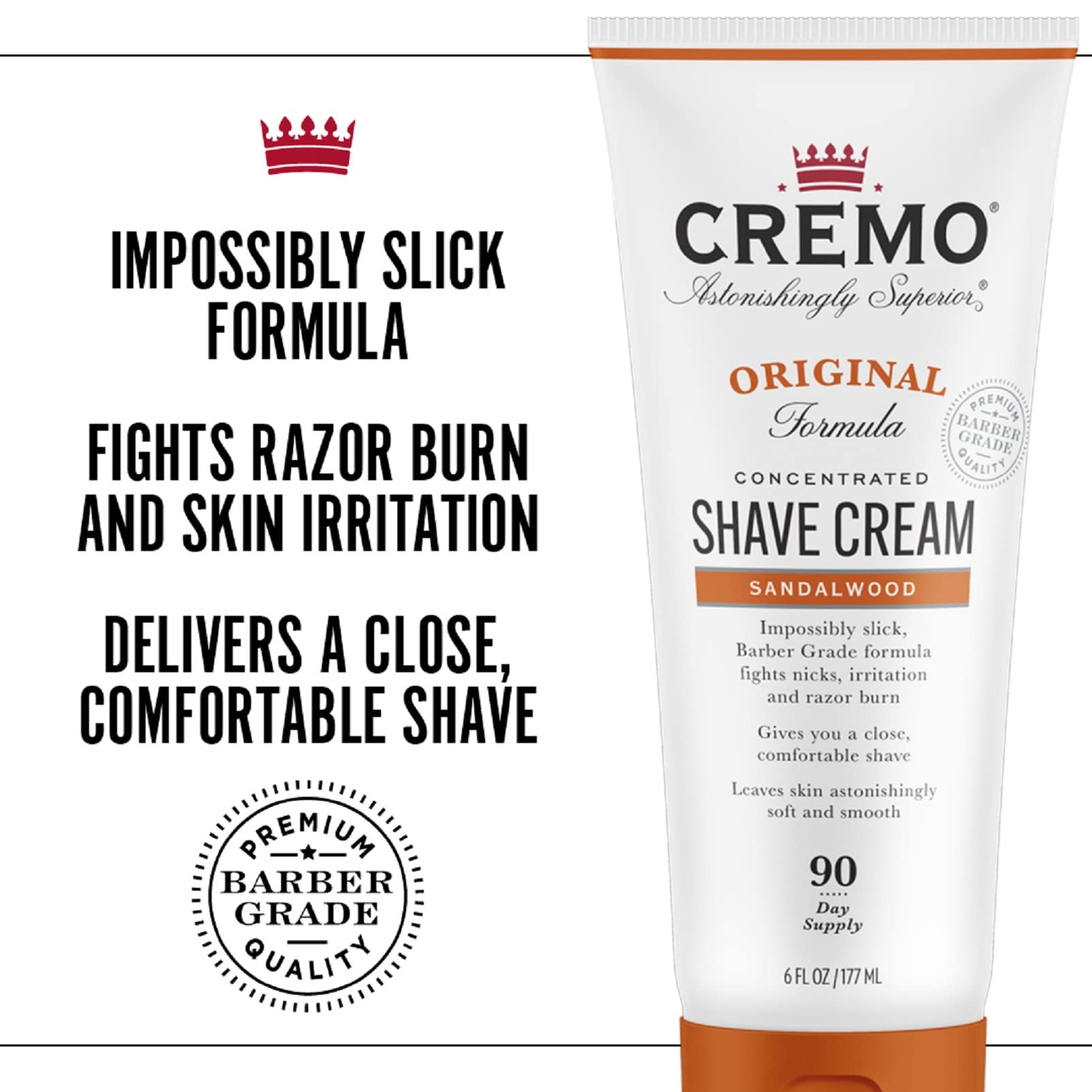 Cremo Sandalwood Shave Cream, Astonishingly Superior Smooth Shaving Cream Fights Nicks, Cuts and Razor Burn, 6 oz, 2-Pack