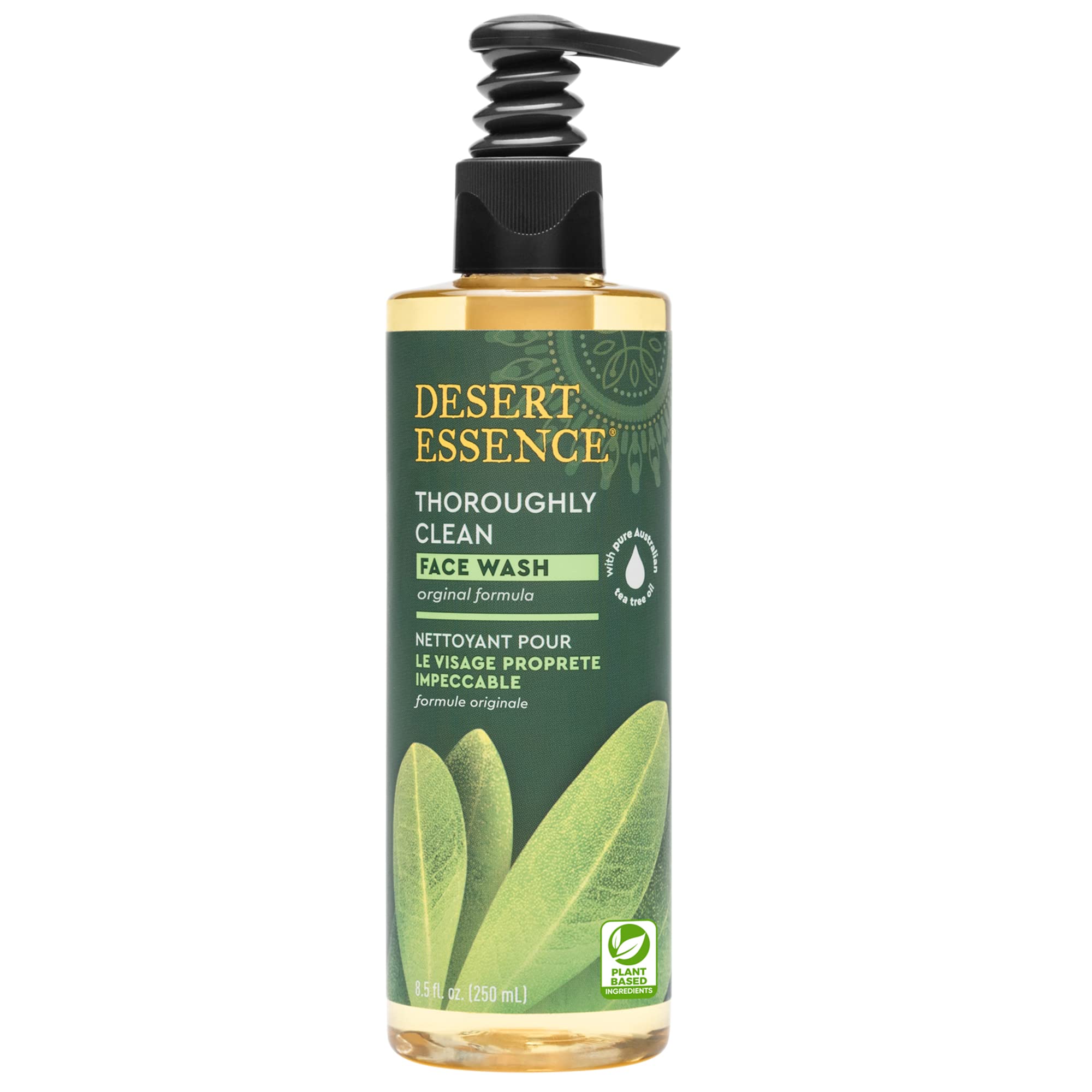 Desert Essence Thoroughly Clean Face Wash - Original - 8.5 Fl Oz - Tea Tree Oil - For Soft Radiant Skin - Gentle Cleanser - Extracts Of Goldenseal, Awapuhi, & Chamomile Essential Oils