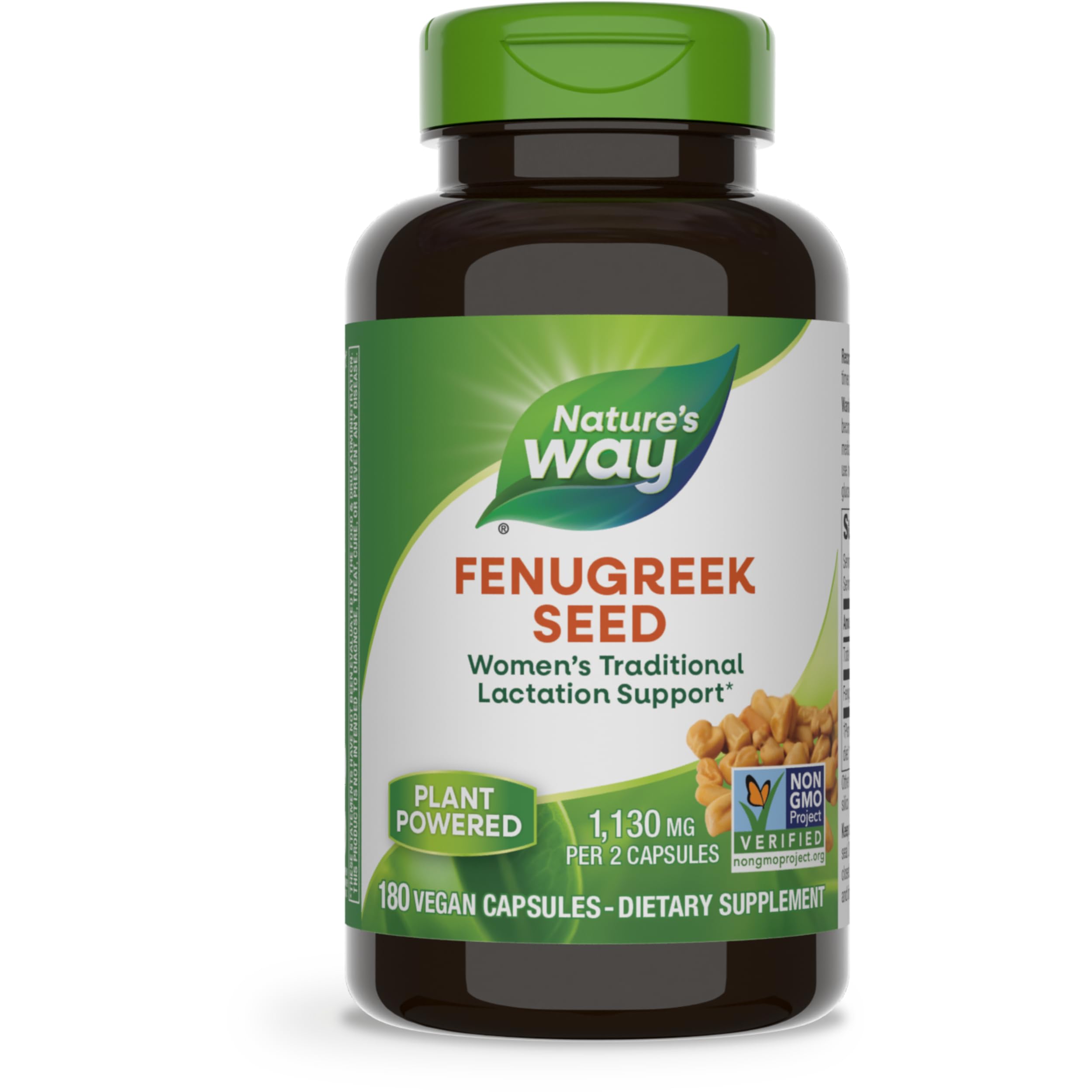 Nature's Way Fenugreek Seed, Traditional Lactation/Breastfeeding Support*, Non-GMO Project Verified, Vegan, 180 Capsules (Packaging May Vary)