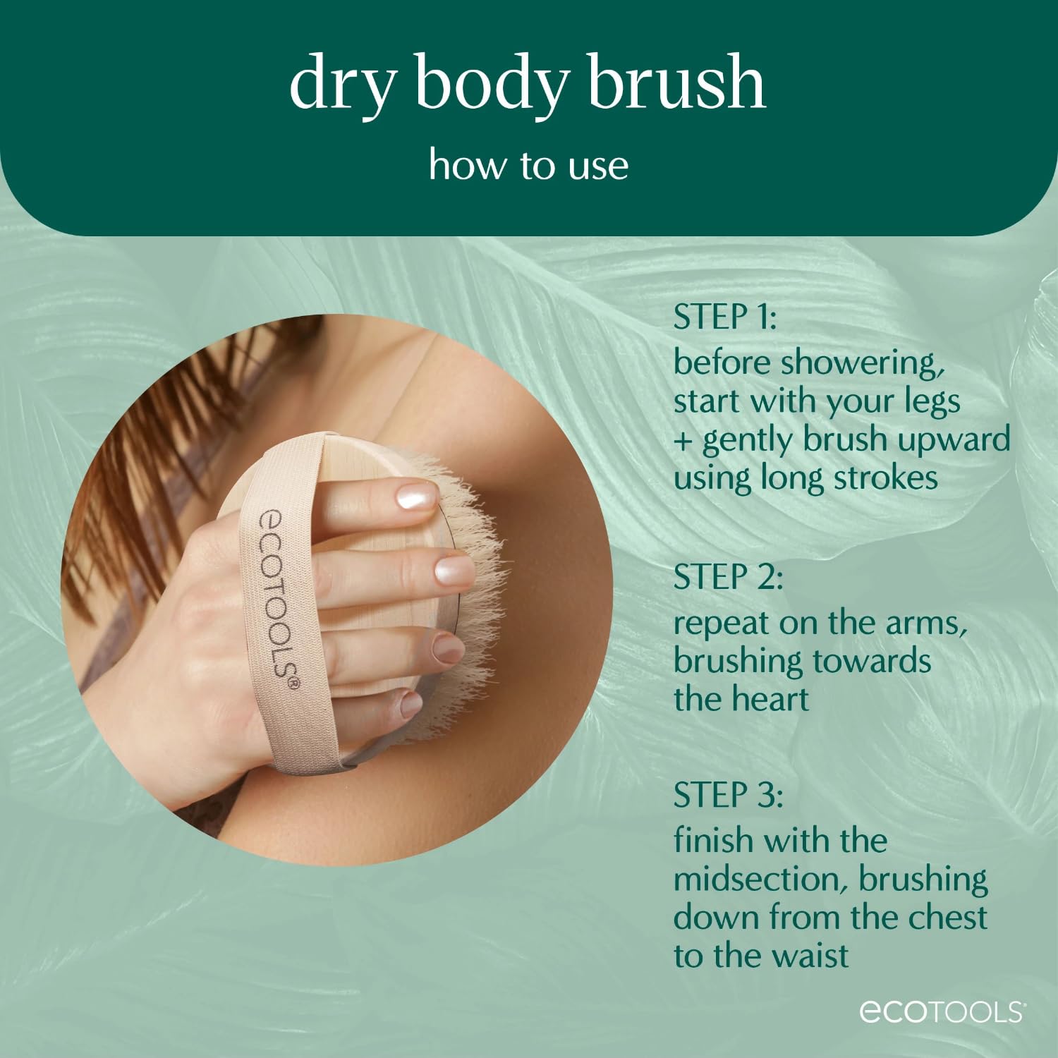 EcoTools Dry Body Brush, For Post Shower & Bath Skincare Routine, Removes Dirt and Promotes Blood Circulation, 1 Count