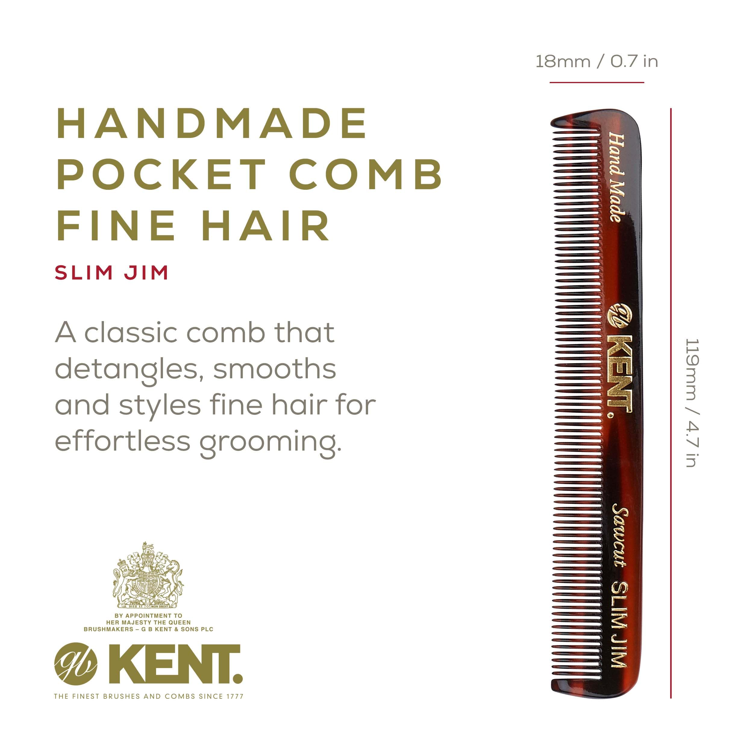 3 Pack: Kent Slim Jim 4 1 2 Handmade Mens Pocket Comb All Fine (3 Pack)