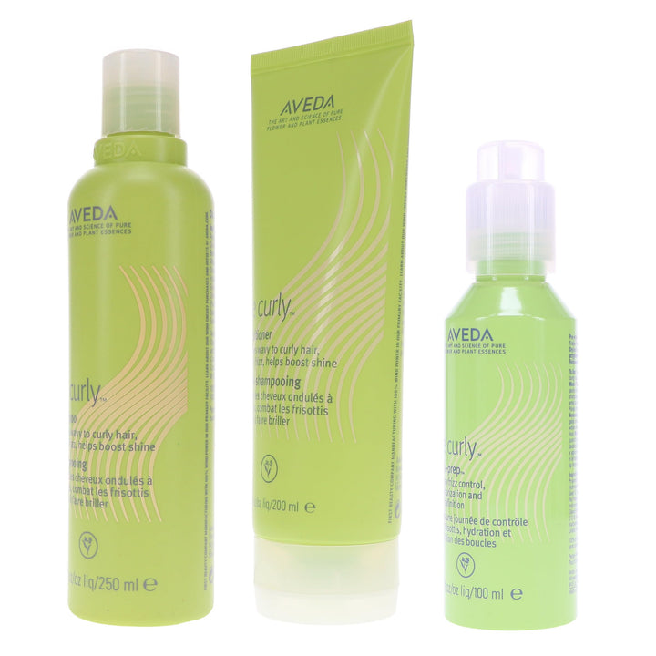 Aveda Be Curly Shampoo 8.5 Oz, Conditioner 6.7 Oz & Be Curly Style-Prep 3.4 Oz