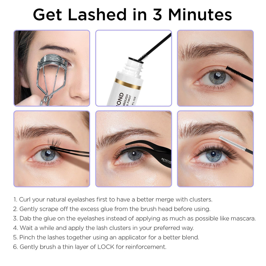 BEYELIAN Lash Bond and Seal, Cluster Lash Glue for Individual Cluster Lashes DIY Eyelash Extensions Latex Free Aftercare Sealant with Mascara Wand Super Strong Hold 72 Hours